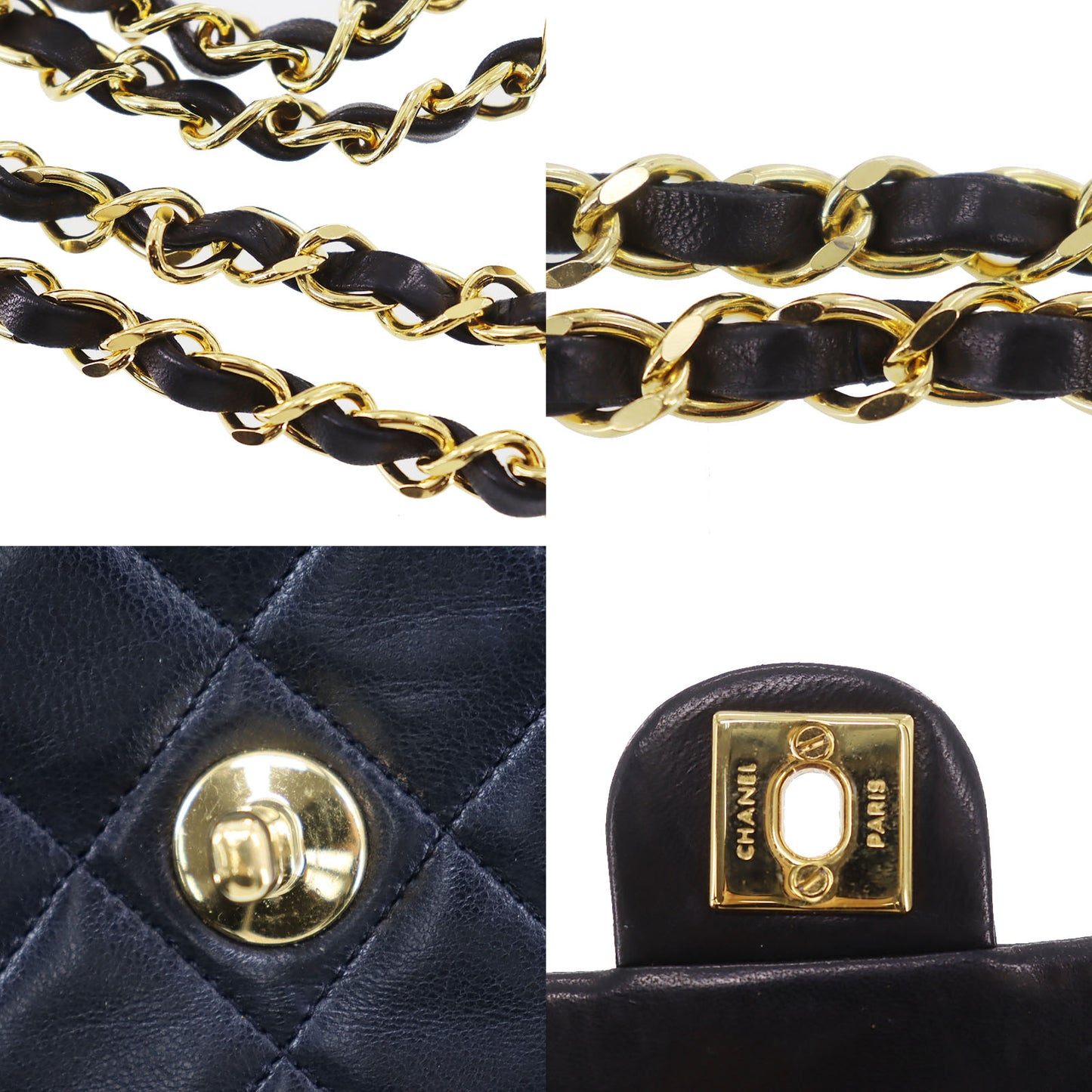 CHANEL Matelasse Shoulder Bag Black Lambskin Leather #CR67