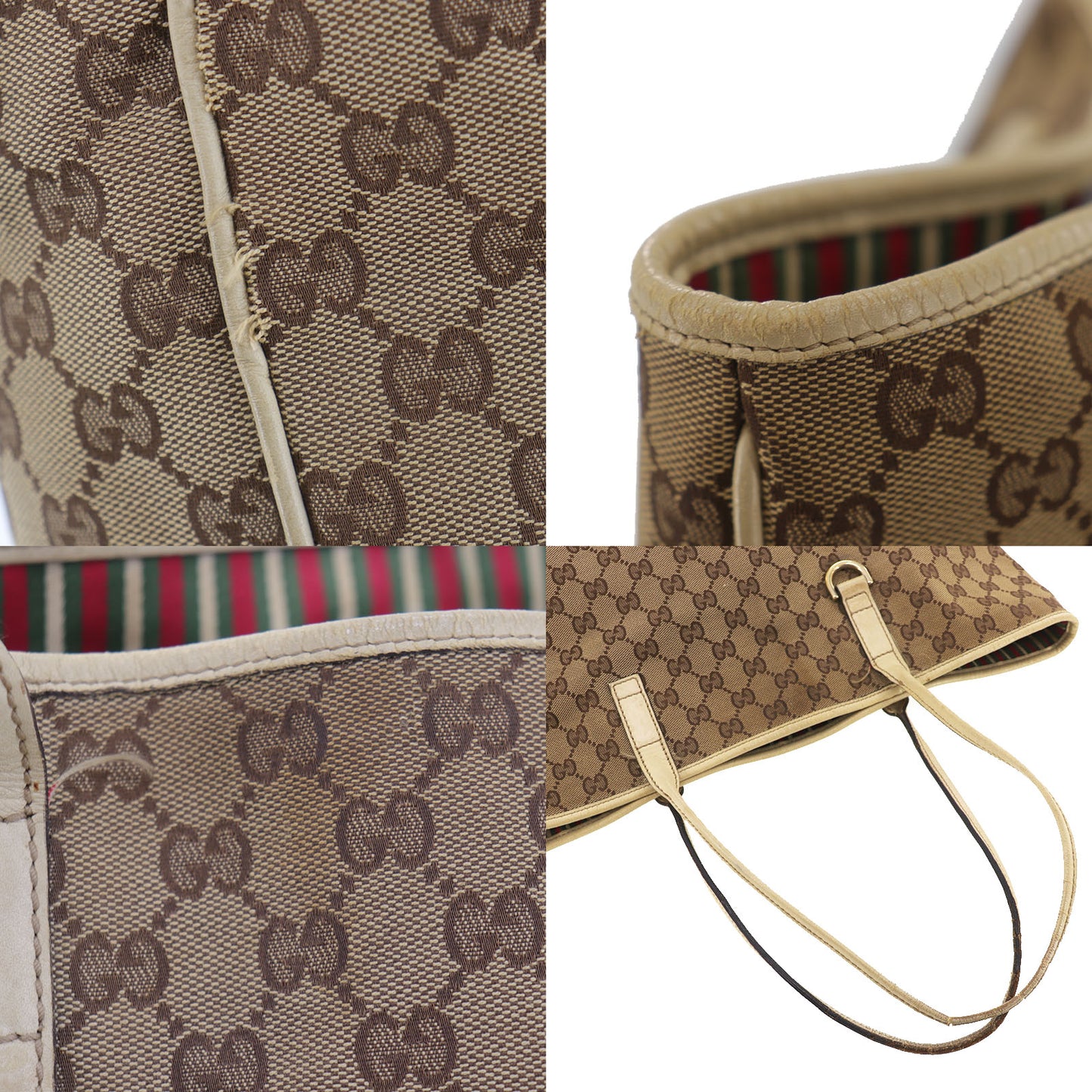 GUCCI Original GG Canvas Shoulder Tote Bag Brown #EG515