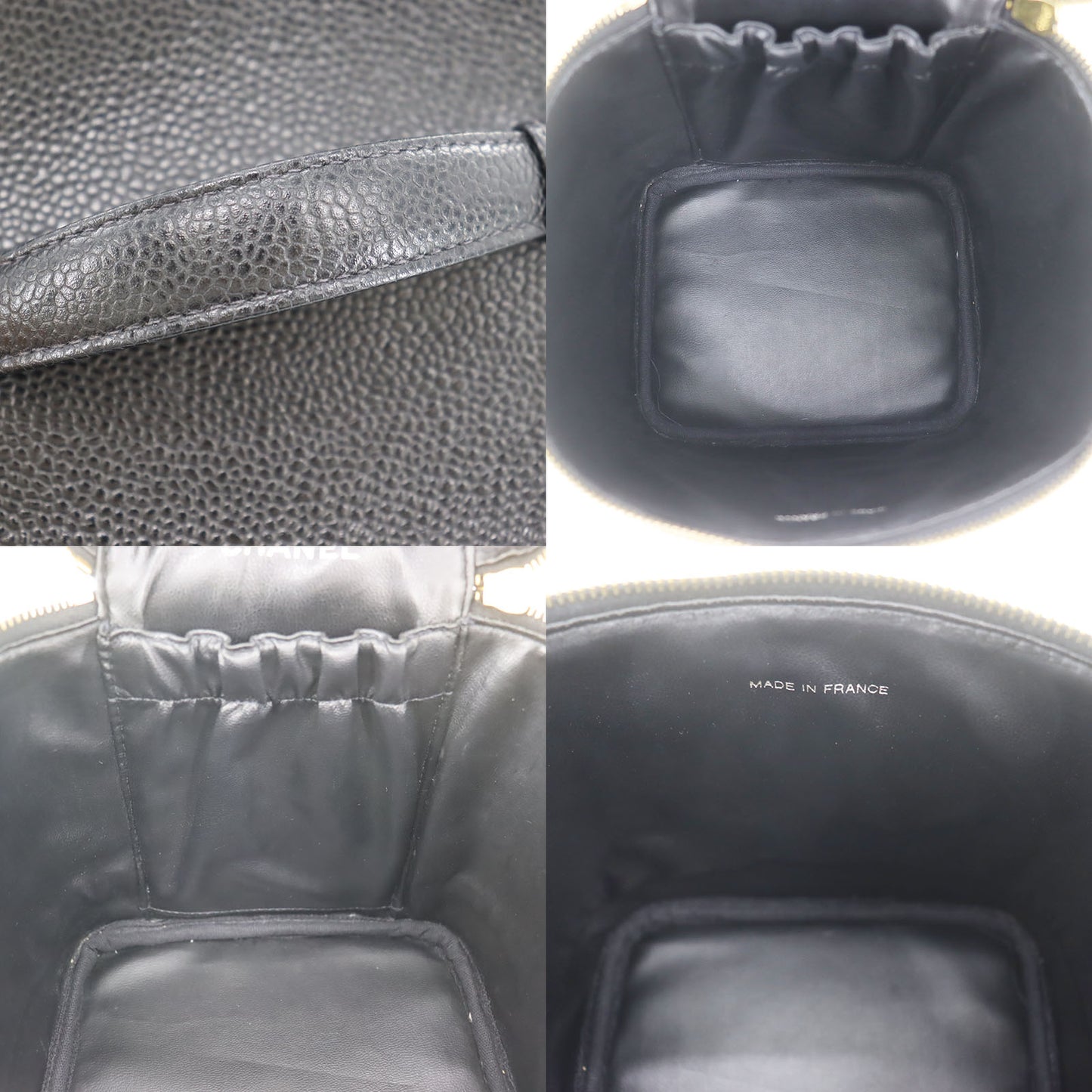 CHANEL CC Handbag Vanity Black Caviar Skin Leather #CK160