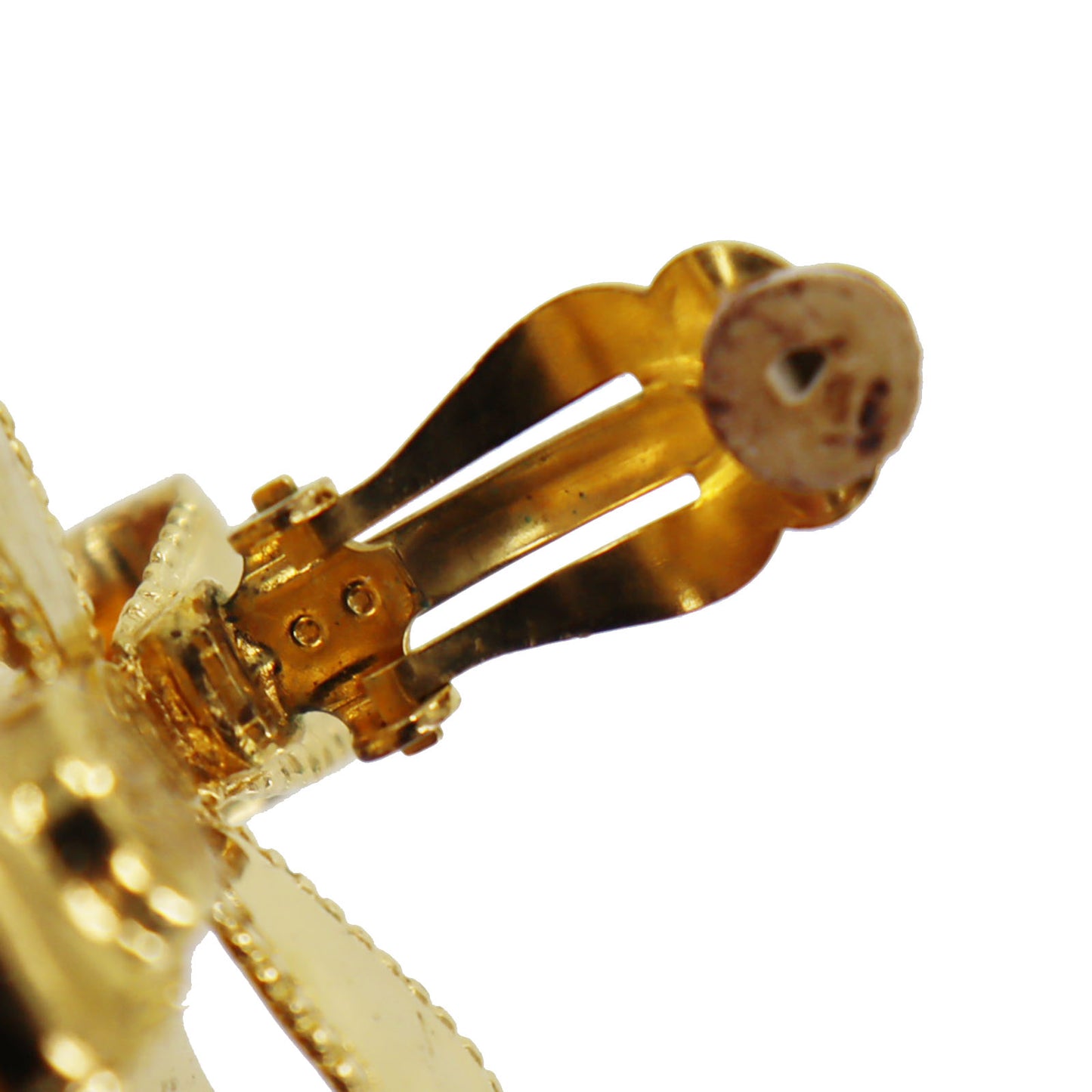 CHANEL CC Cross Logos Earrings Gold Clip-On 97 A #CD342