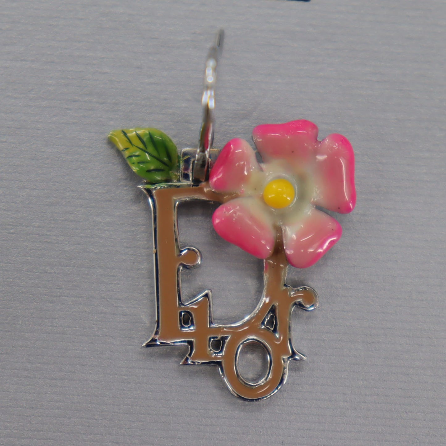 Christian Dior Logos Flower Motif Piercing Silver Plated #BT988