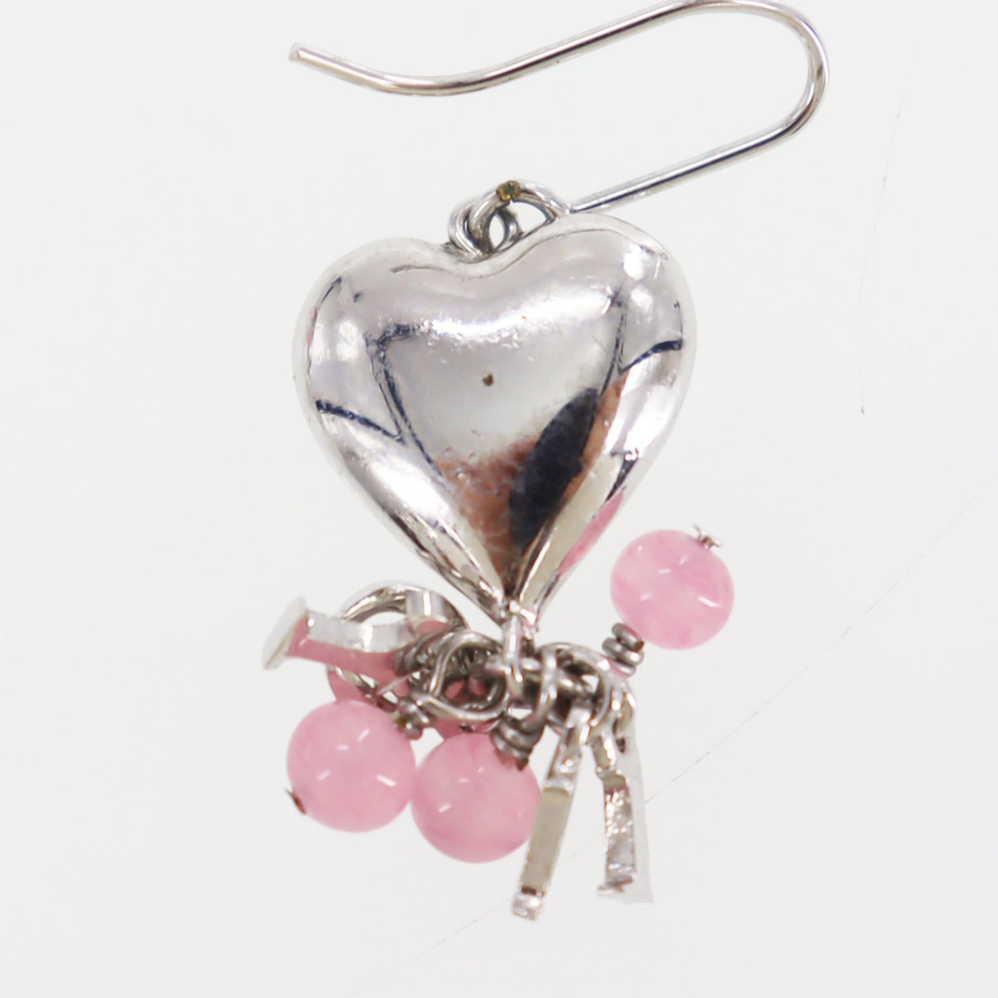 Christian Dior Heart Hook Pierced Earrings Silver Plated #ED419