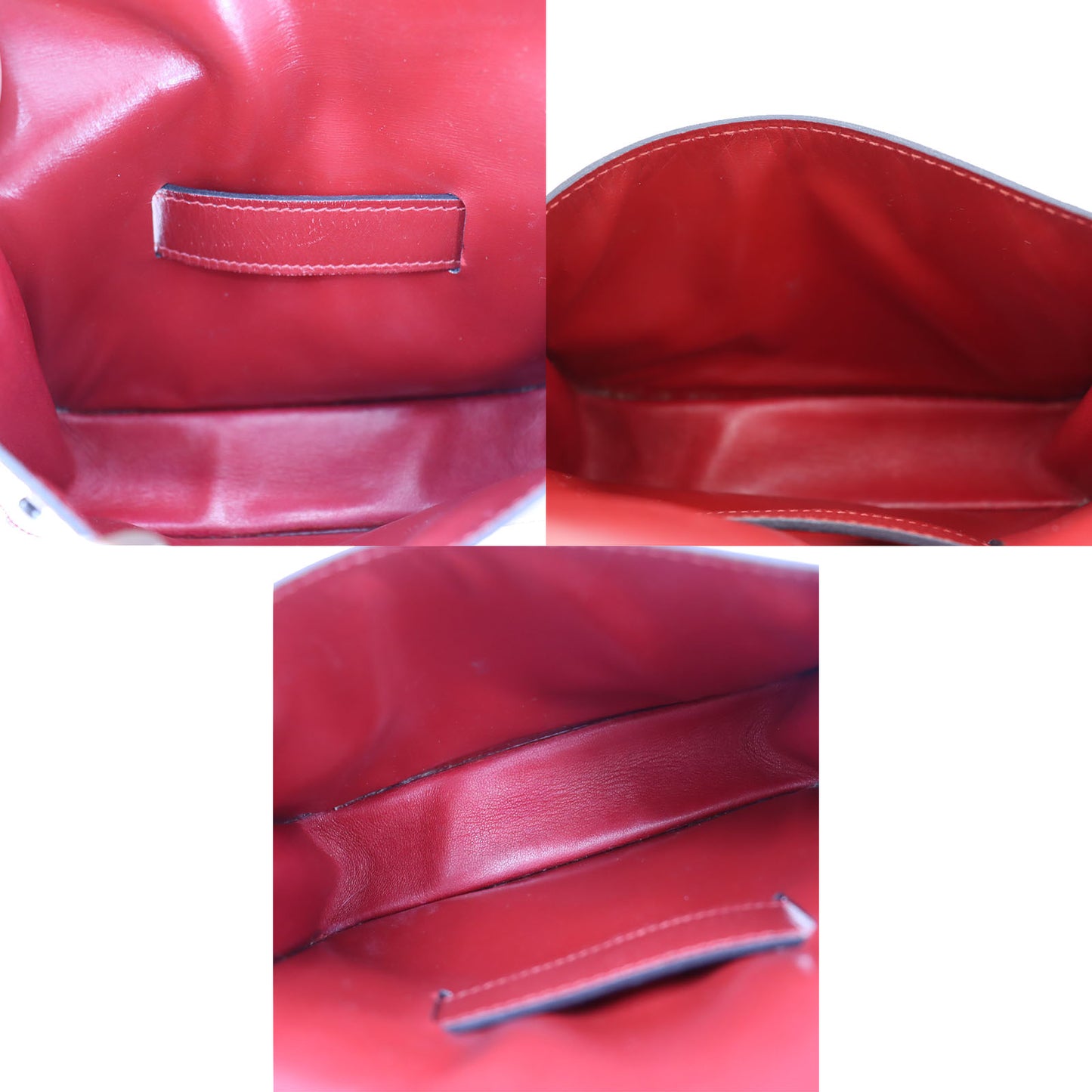 HERMES Waist Pouch Bag Red Leather #BP773