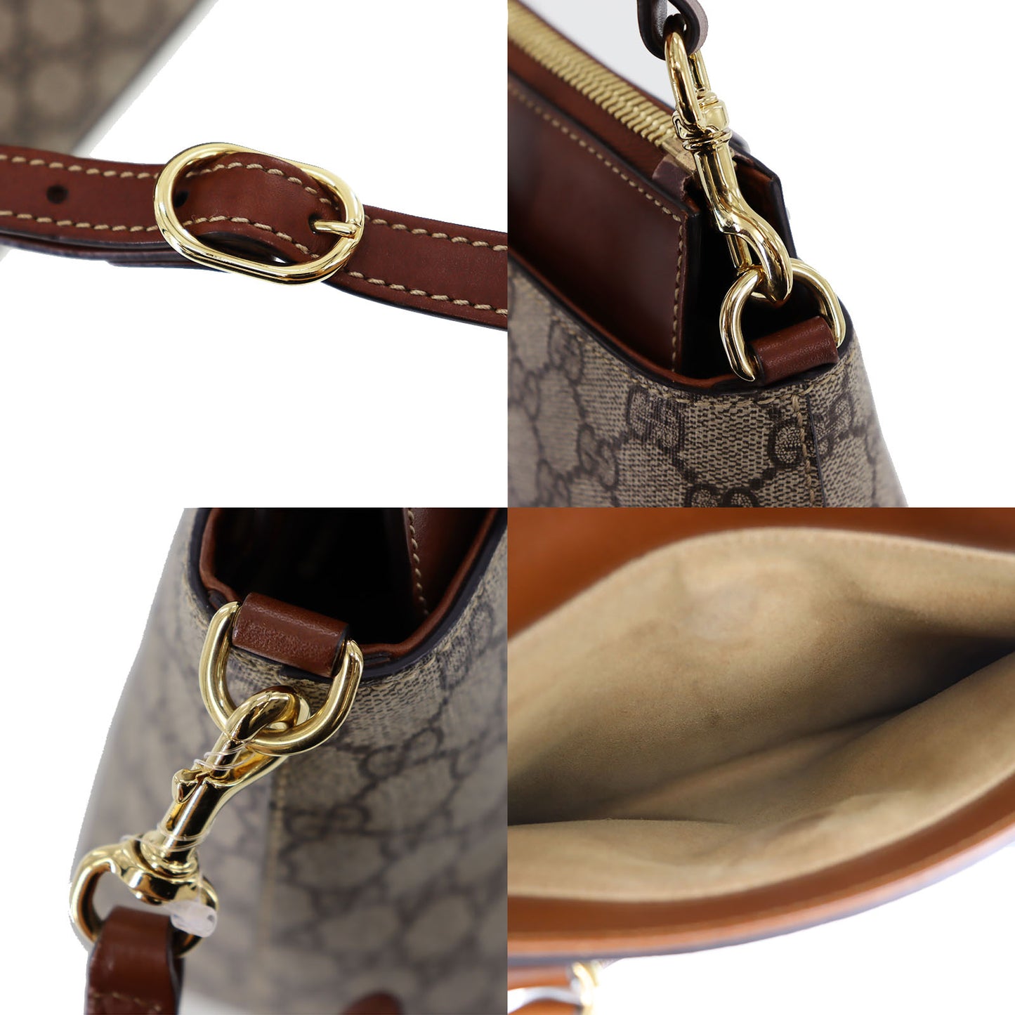 GUCCI GG Plus Shoulder Handbag Brown PVC Leather #BN944