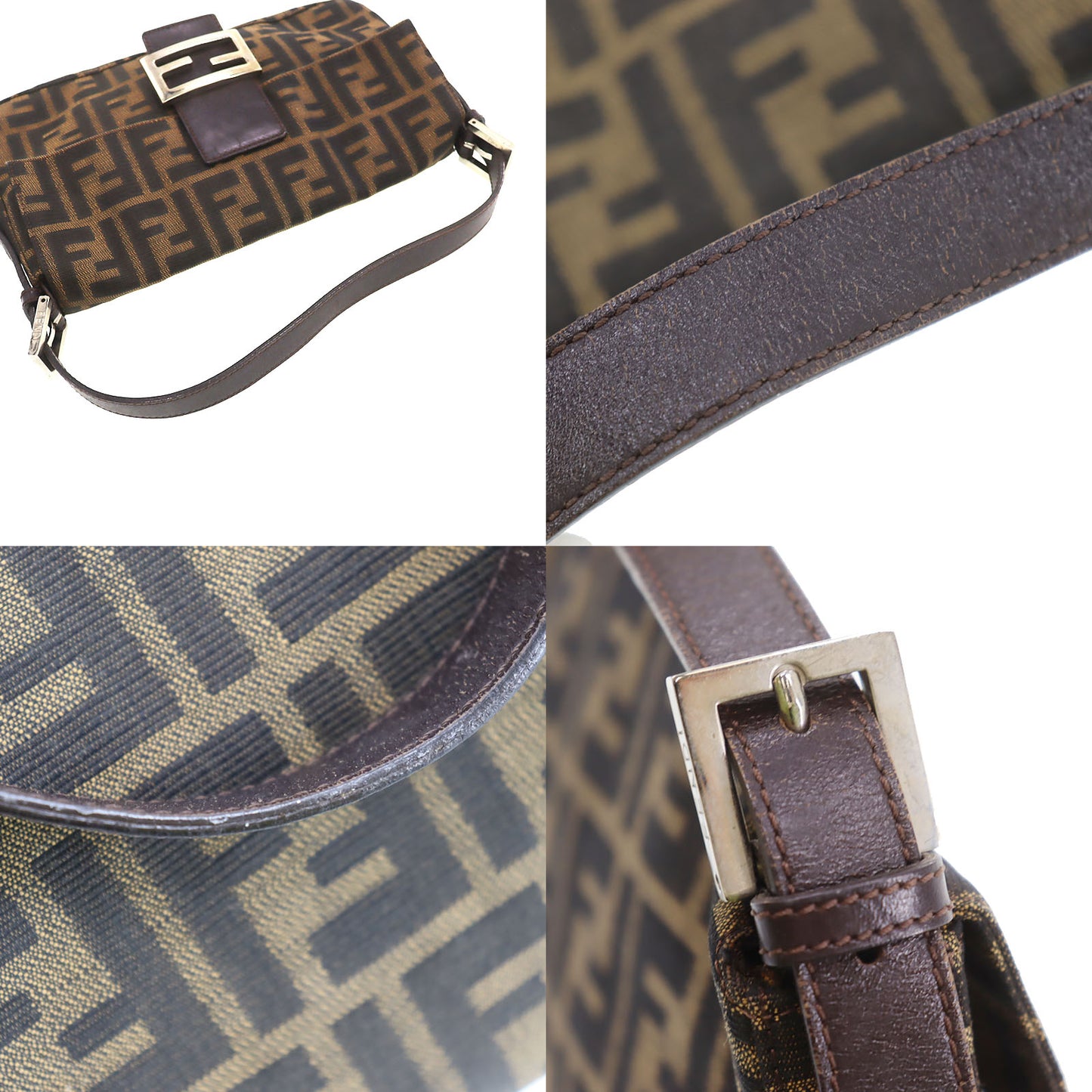 FENDI Zucca Mamma Bucket Handbag Brown #CO753