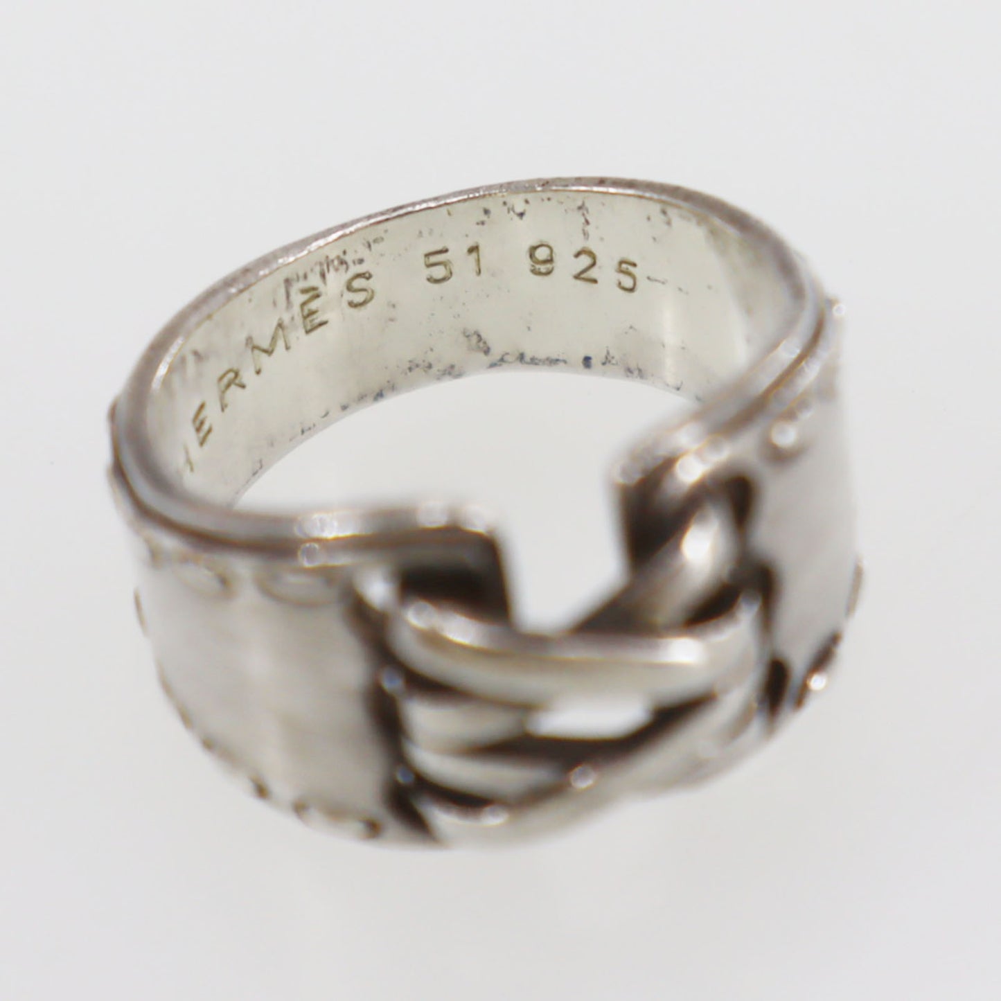 HERMES Lace up Finger Ring Silver 925 #CN466