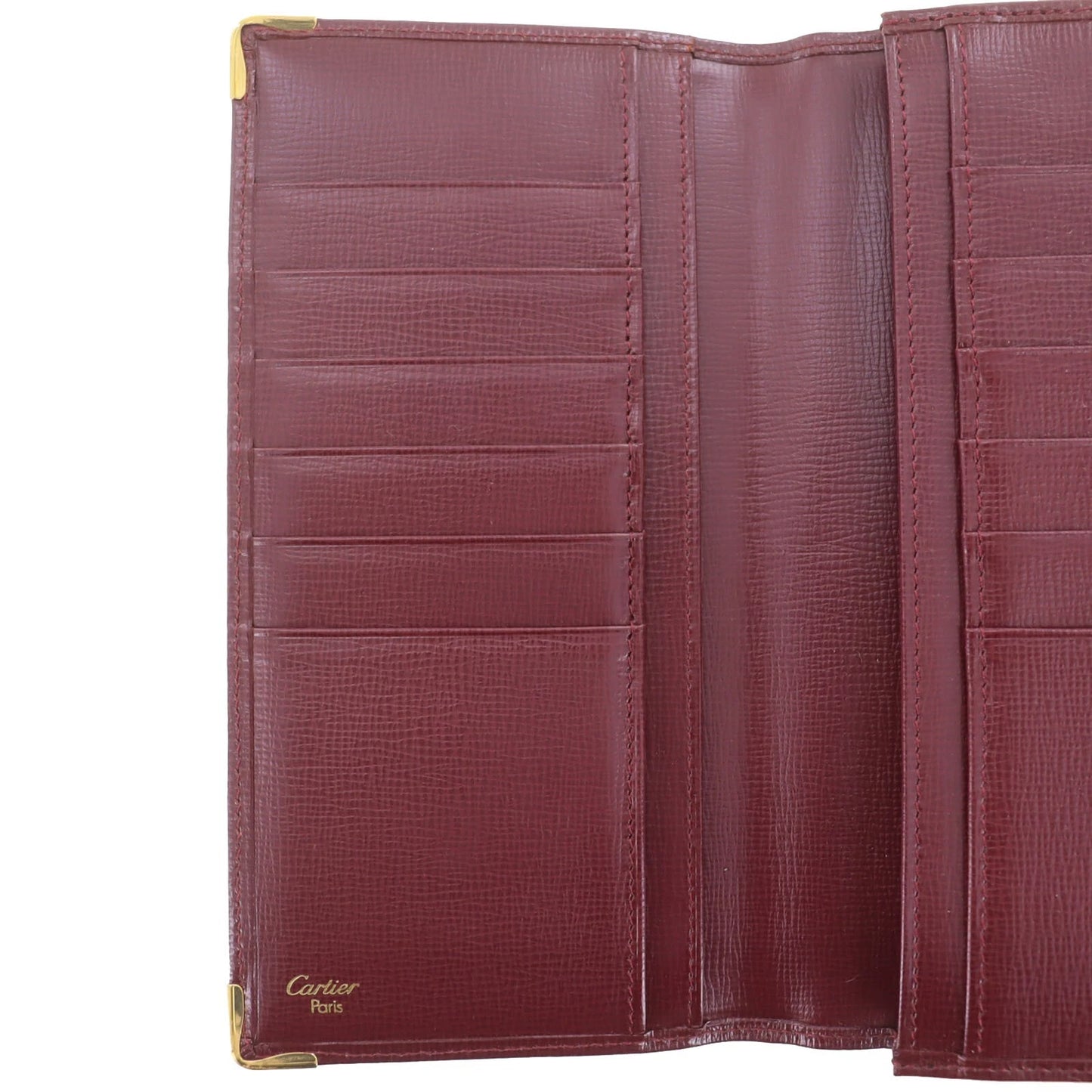 CARTIER Must de Cartier Bifold Long Wallet Leather Burgundy #ED495