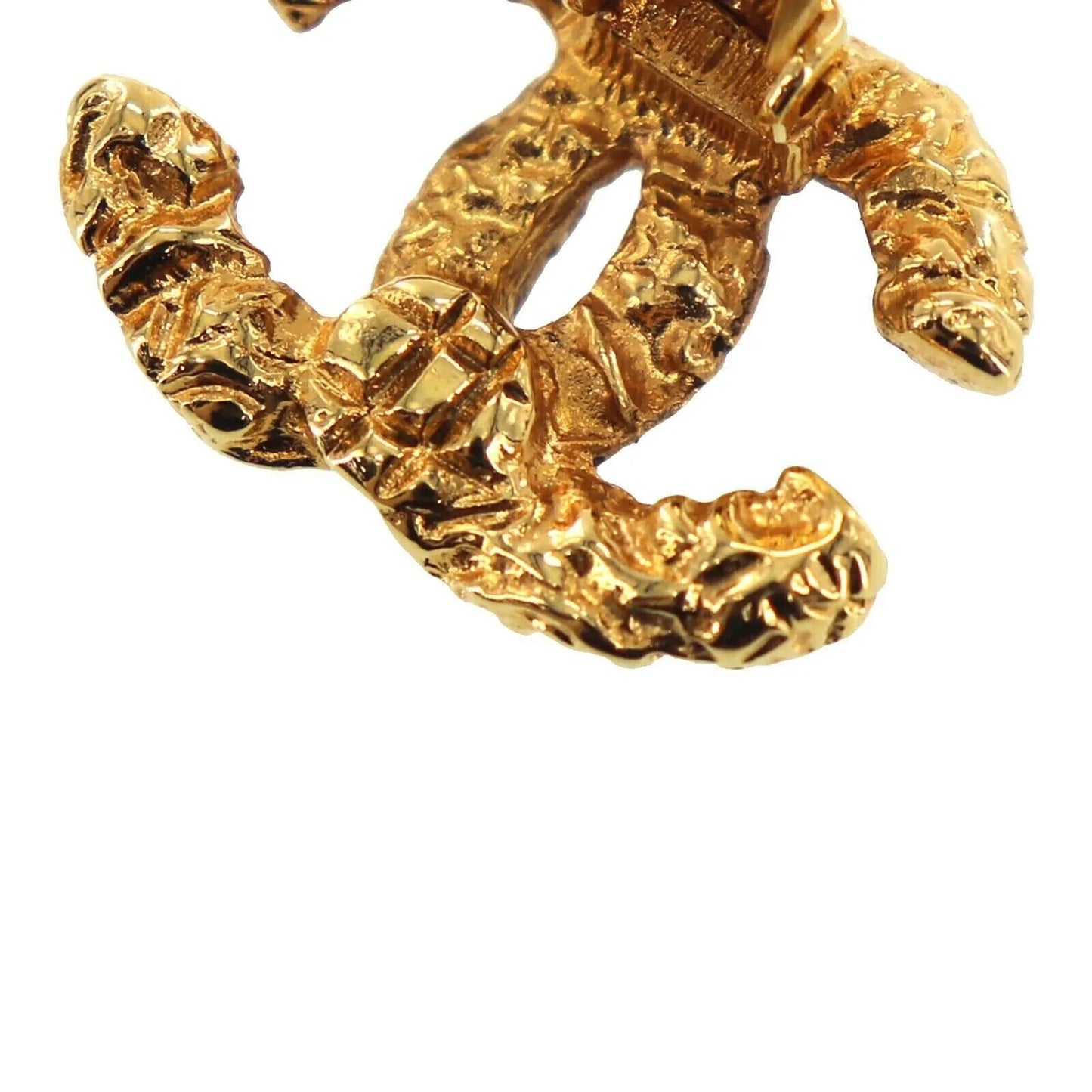 CHANEL CC Logos Earrings Gold Clip-On 95A #AE654