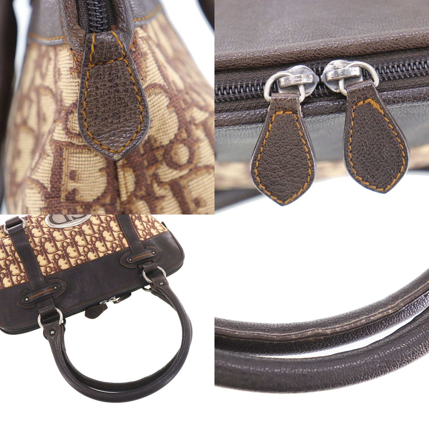 Christian Dior Trotter Handbag Brown Canvas Vintage #AH633