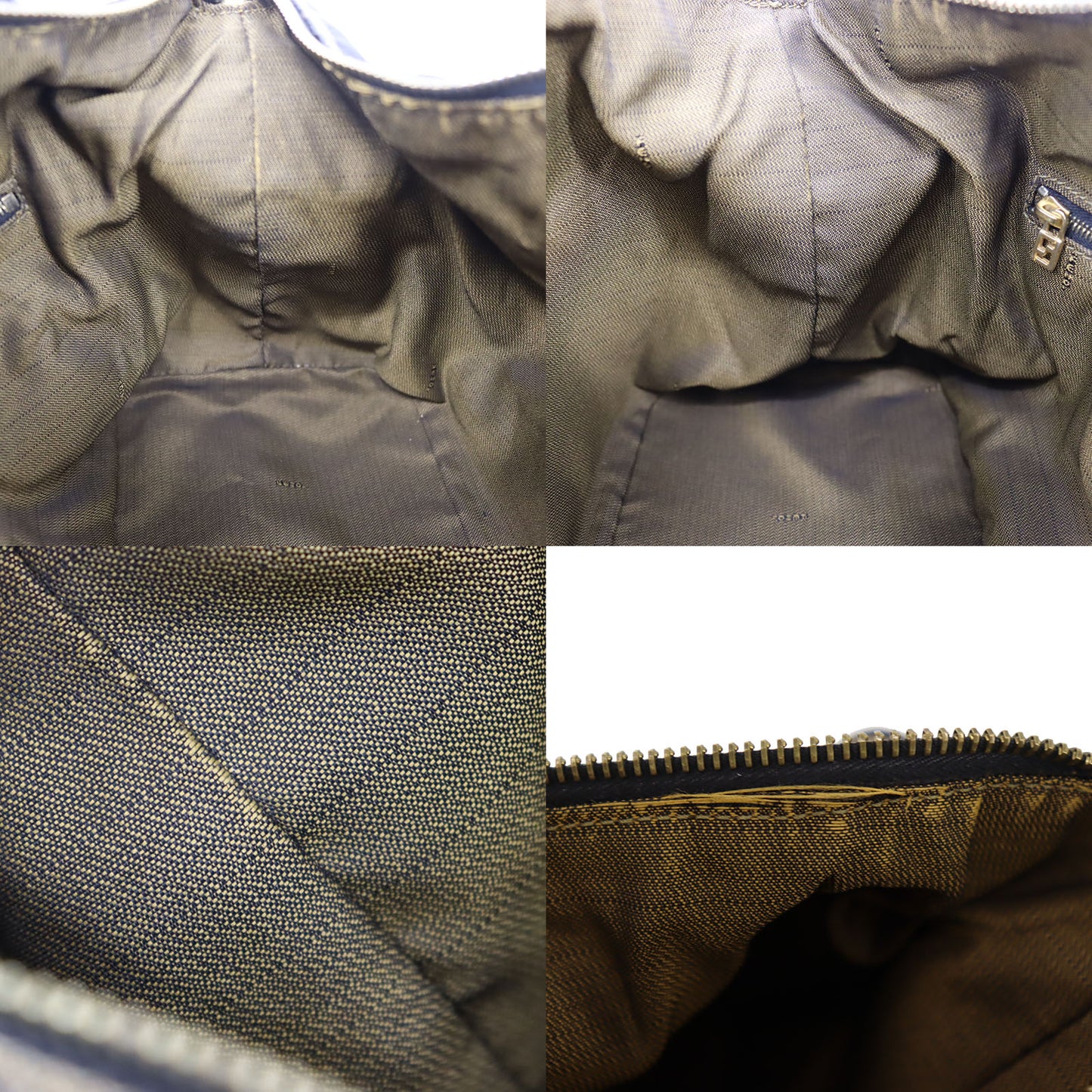 FENDI Zucca Handbag Brown Canvas Nylon #AG817
