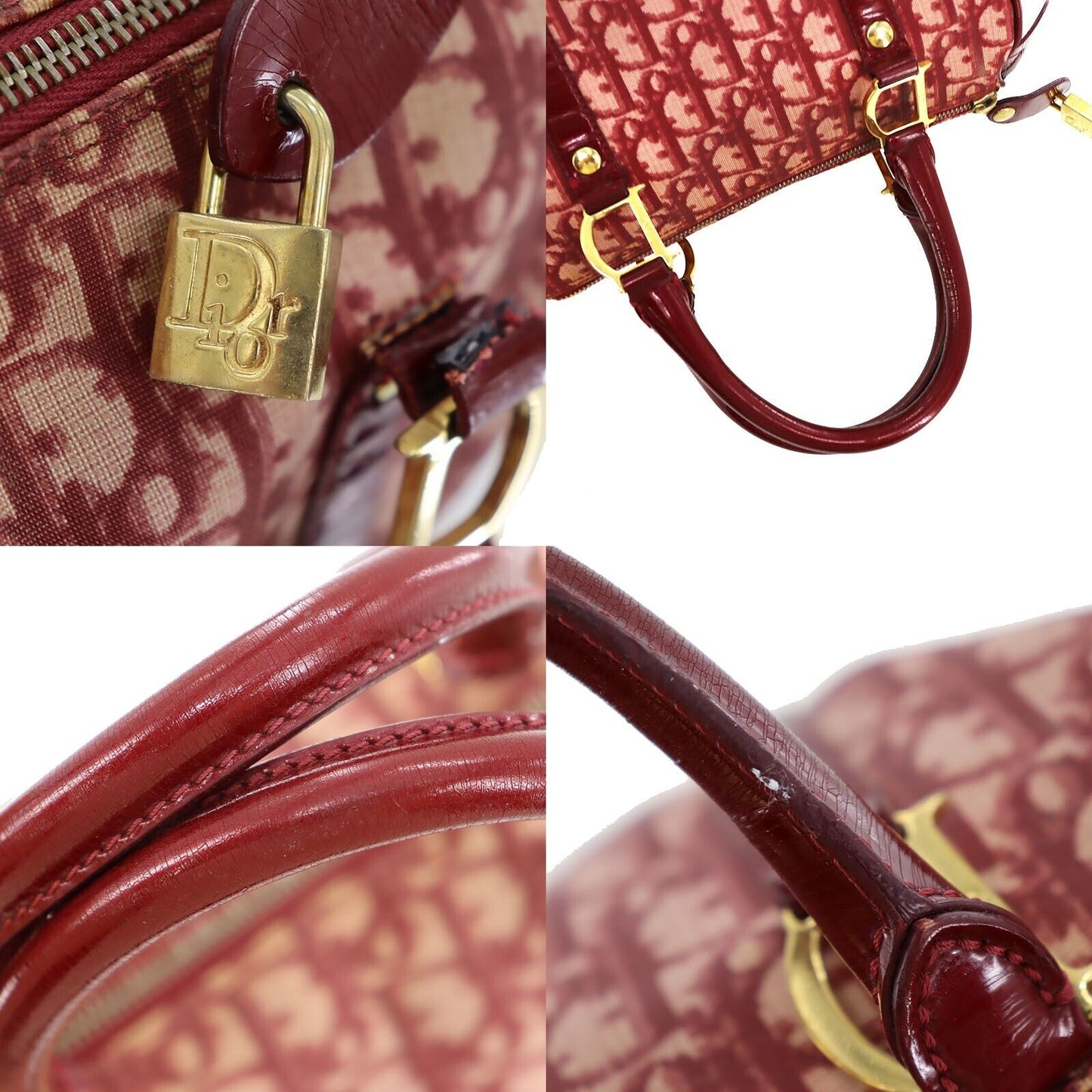 Christian Dior Trotter Boston Handbag Bordeaux PVC #AH468