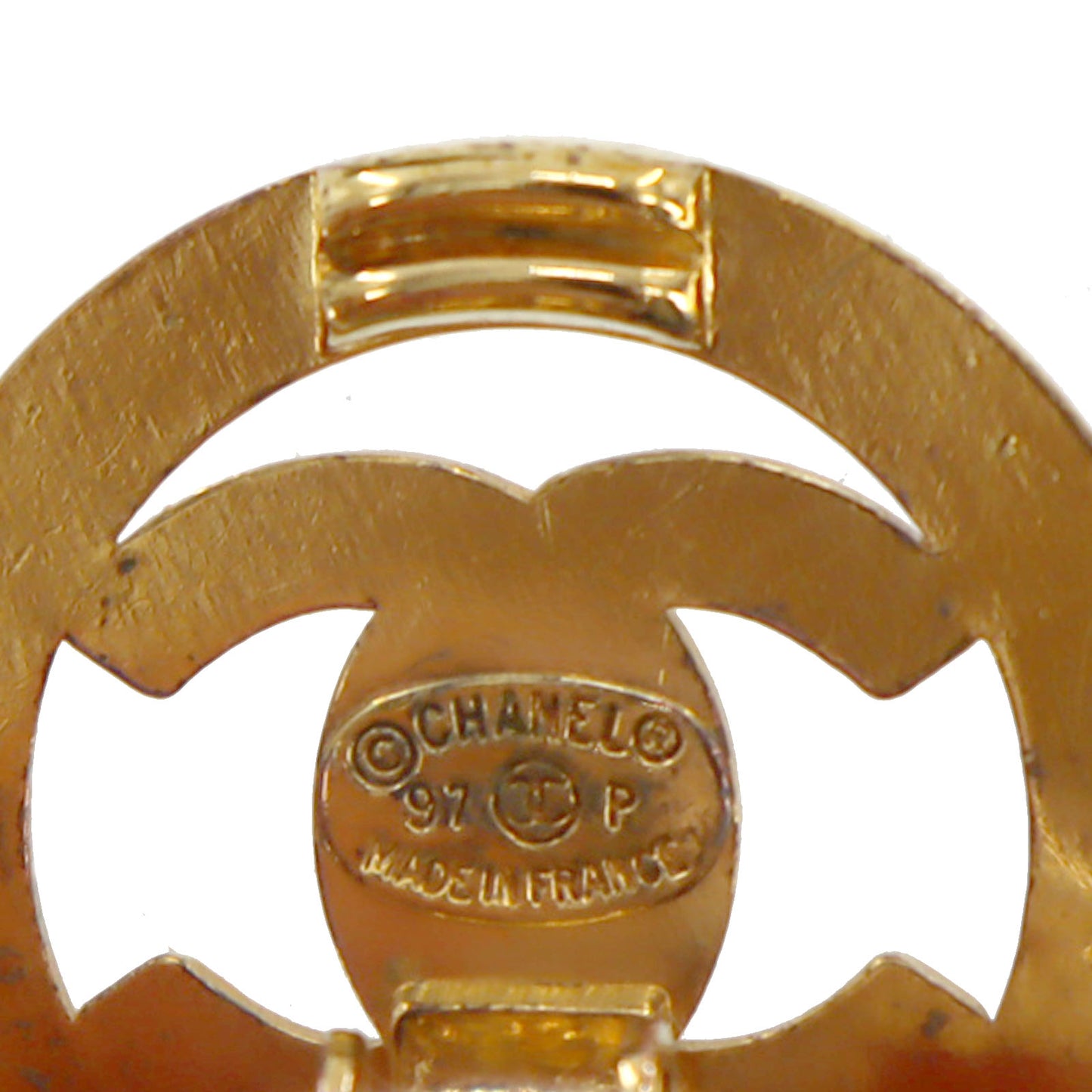 CHANEL CC Logos Earrings Gold Clip-On 97P #AG858