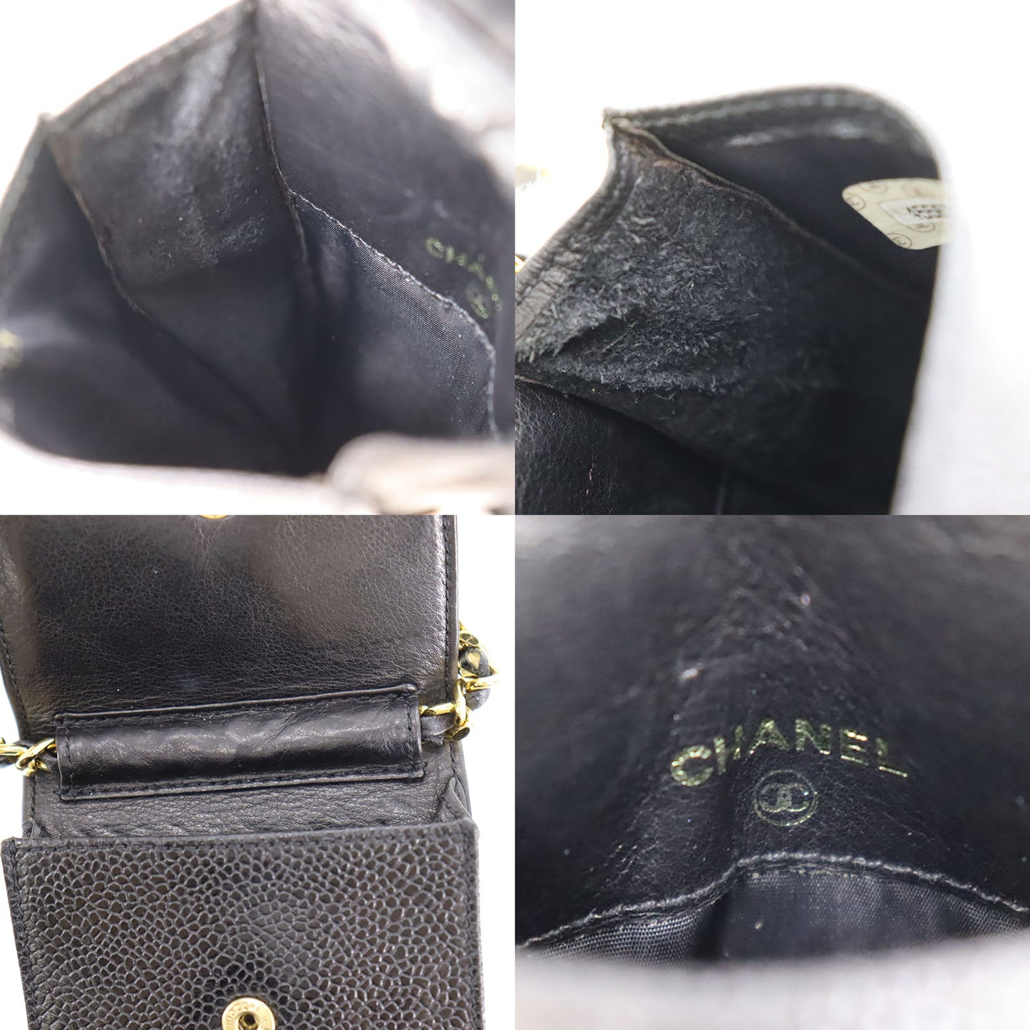 CHANEL Shoulder Pouch Bag Caviar Skin Leather #AH602