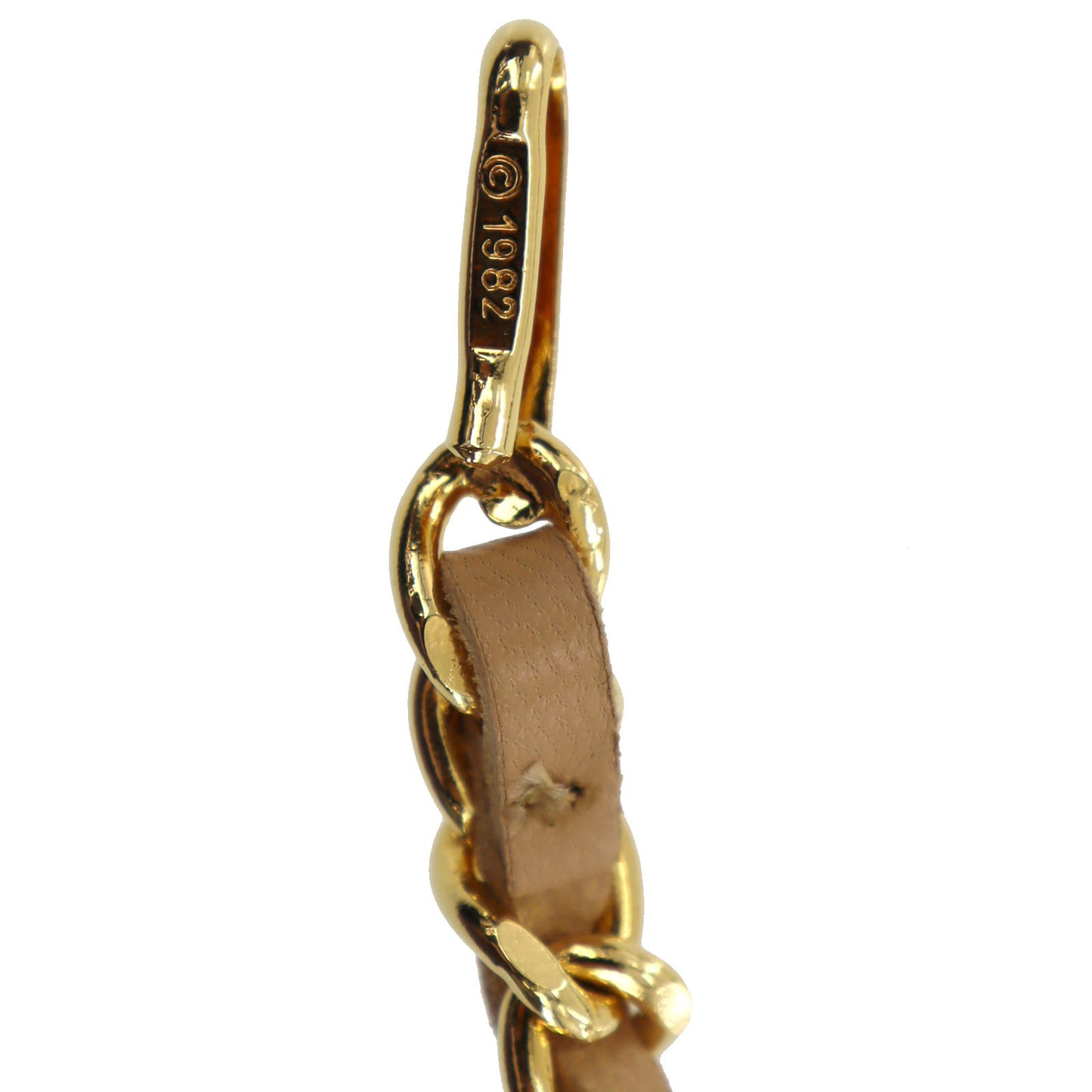 CHANEL CC Logo Chain Belt Gold Beige 1982 #BS616