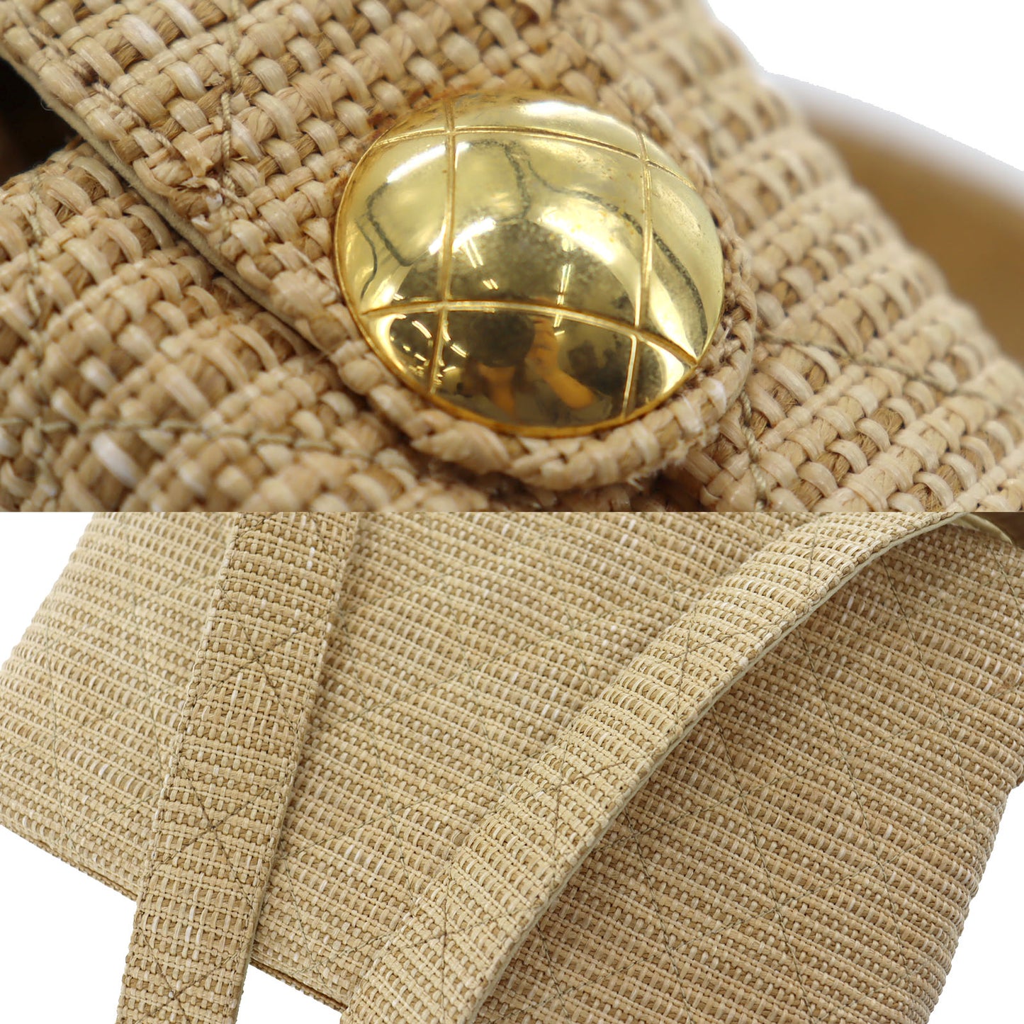 CHANEL Straw Shoulder Bag Crossbody Beige Made around 1992 #AH362