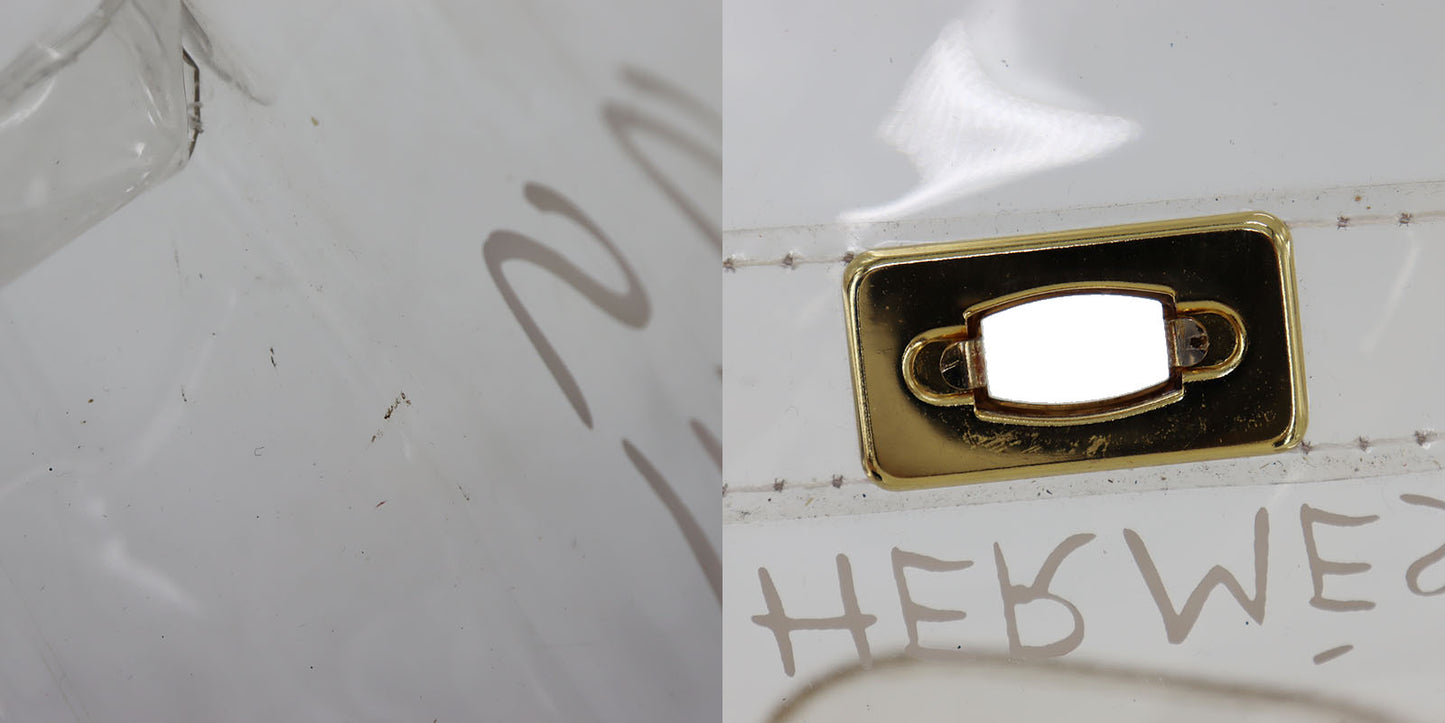 HERMES Vinyl Kelly 40 Handbag Clear L'exposition 1997 #AG101
