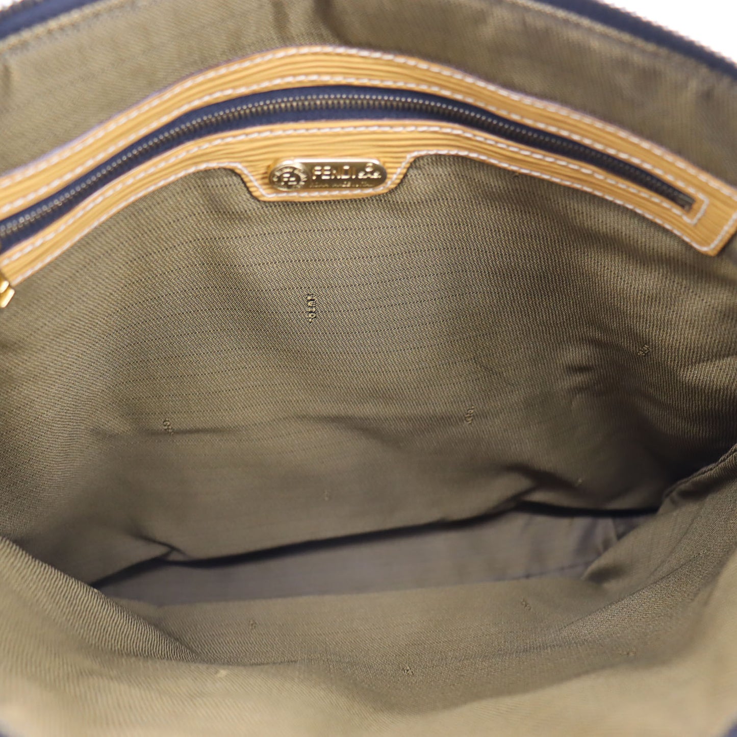 FENDI Zucca Handbag Tote Brown Black Nylon Canvas #AG933