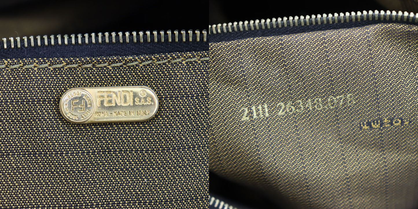 FENDI Zucca Handbag Brown Canvas Nylon #AG817