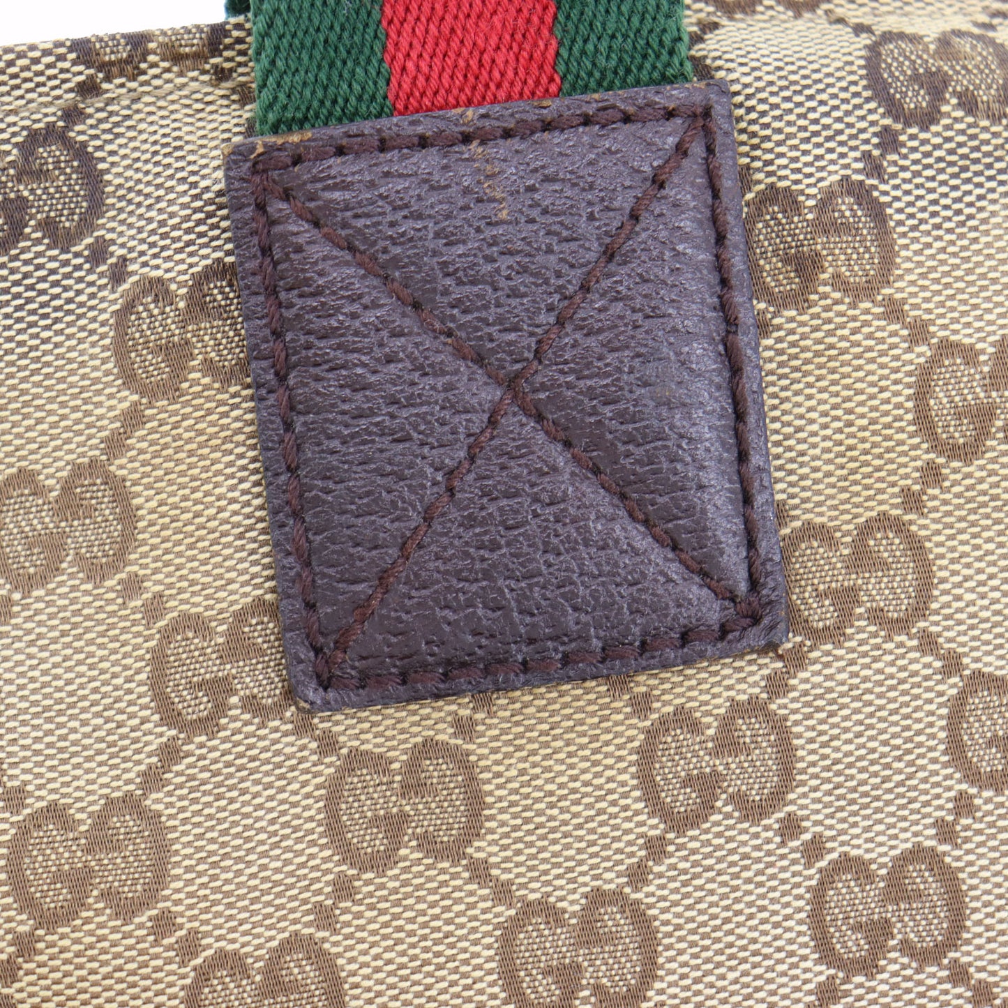 GUCCI Original GG Web Stripe Tote Handbag Brown Canvas #BT459