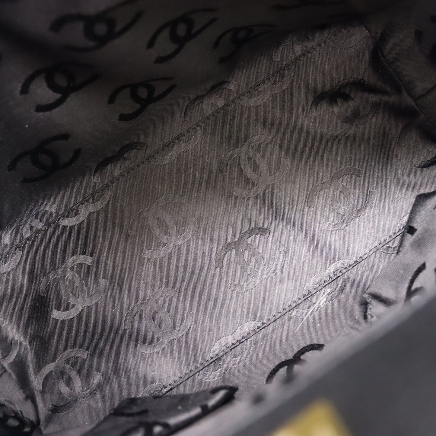 CHANEL CC Logo HandBag Black Leather #AH72
