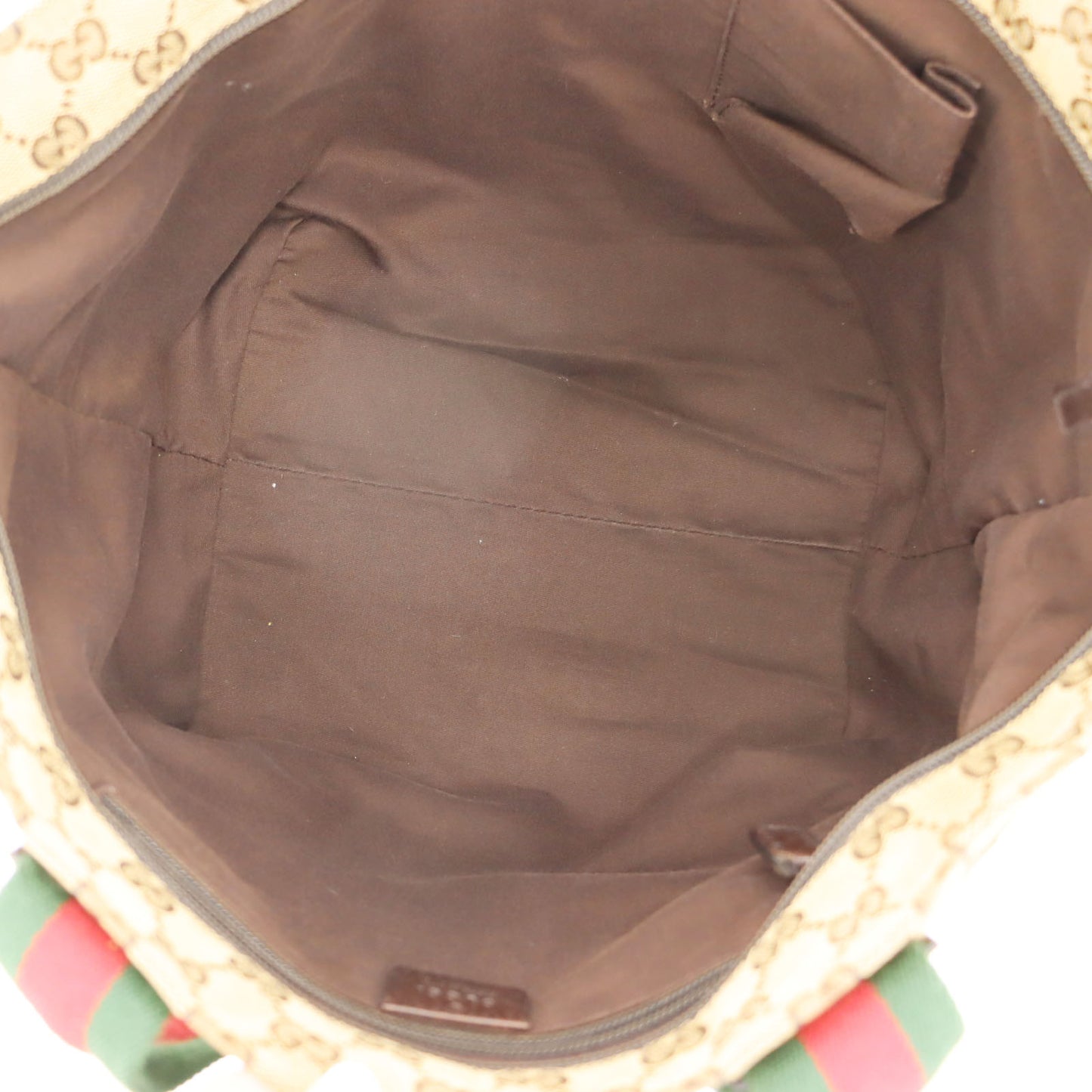 GUCCI Original GG Web Stripe Tote Handbag Brown Canvas #BT459