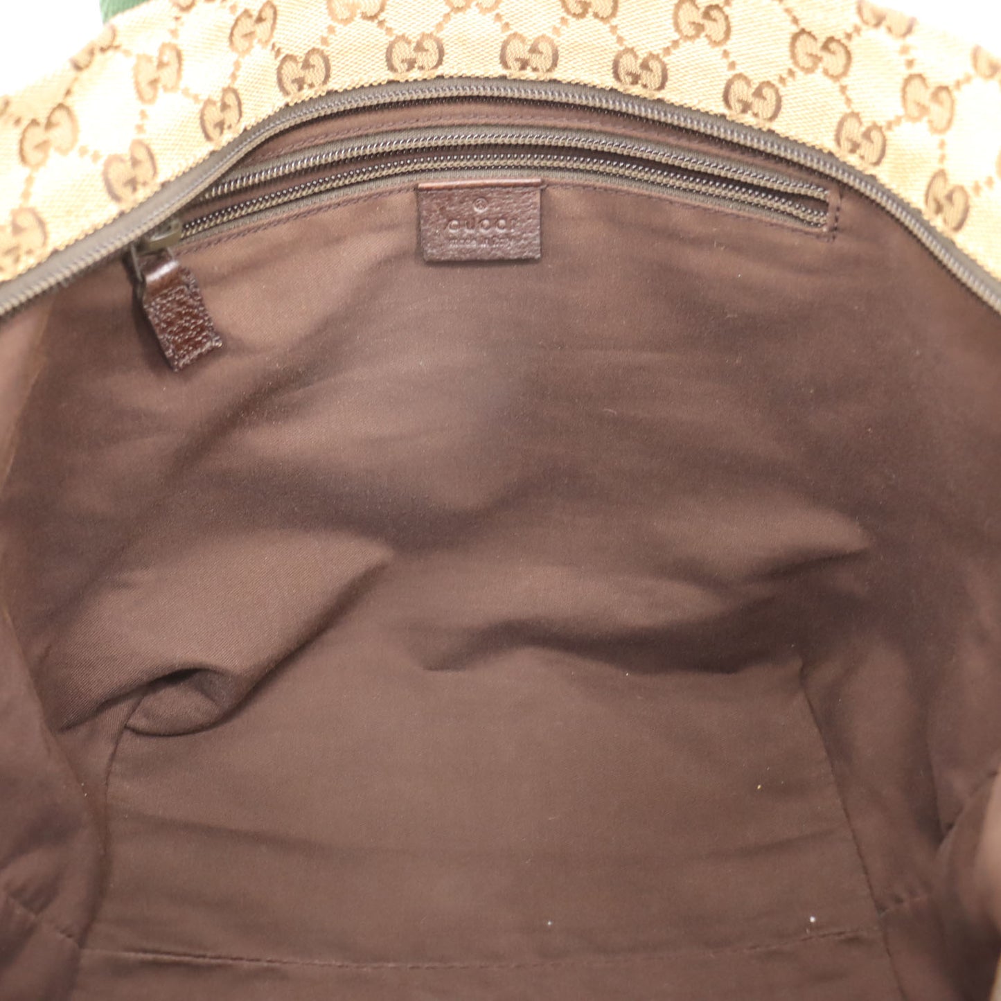 GUCCI Original GG Web Stripe Tote Handbag Brown Canvas #BT459