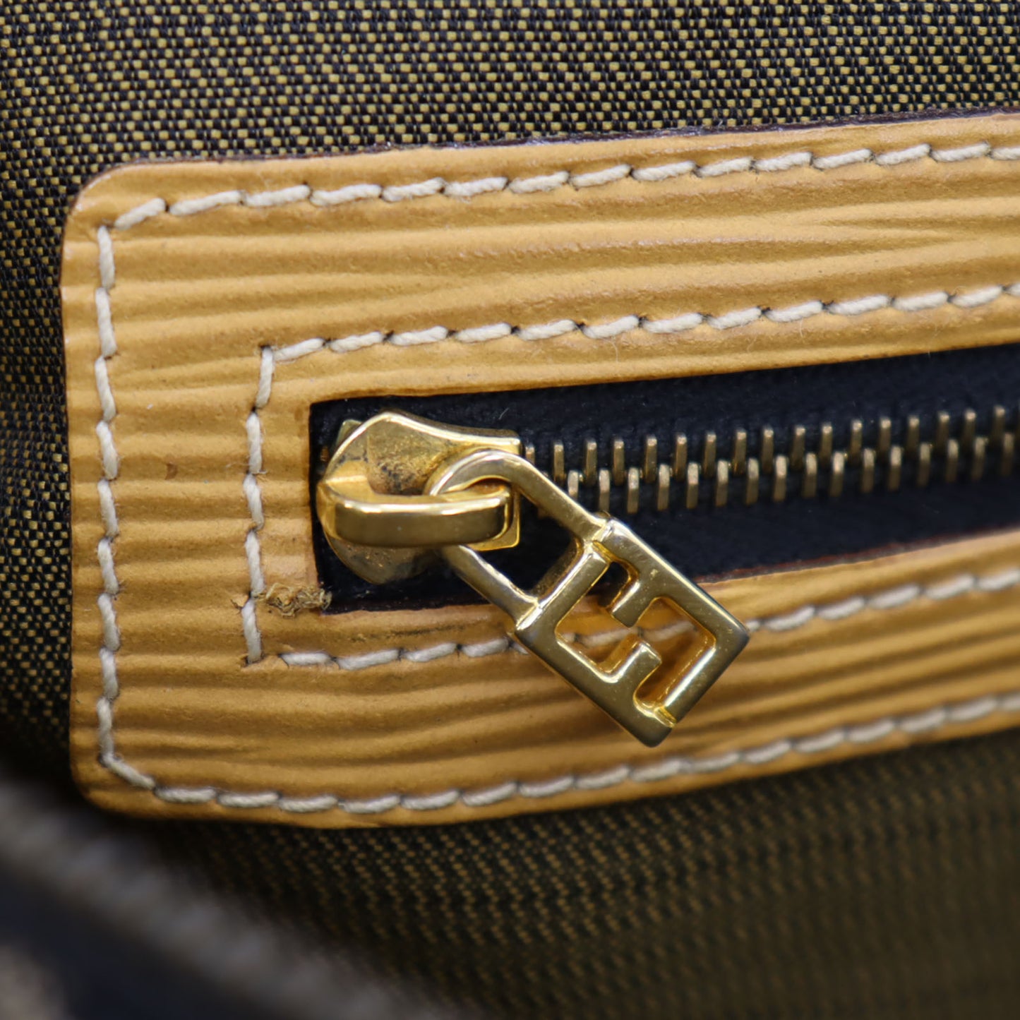FENDI Zucca Handbag Tote Brown Black Nylon Canvas #AG933