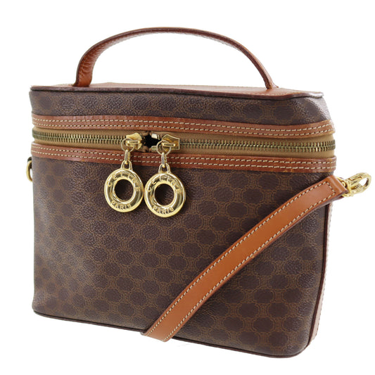 CELINE Macadam Pattern Shoulder HandBag Brown PVC Leather #AH220