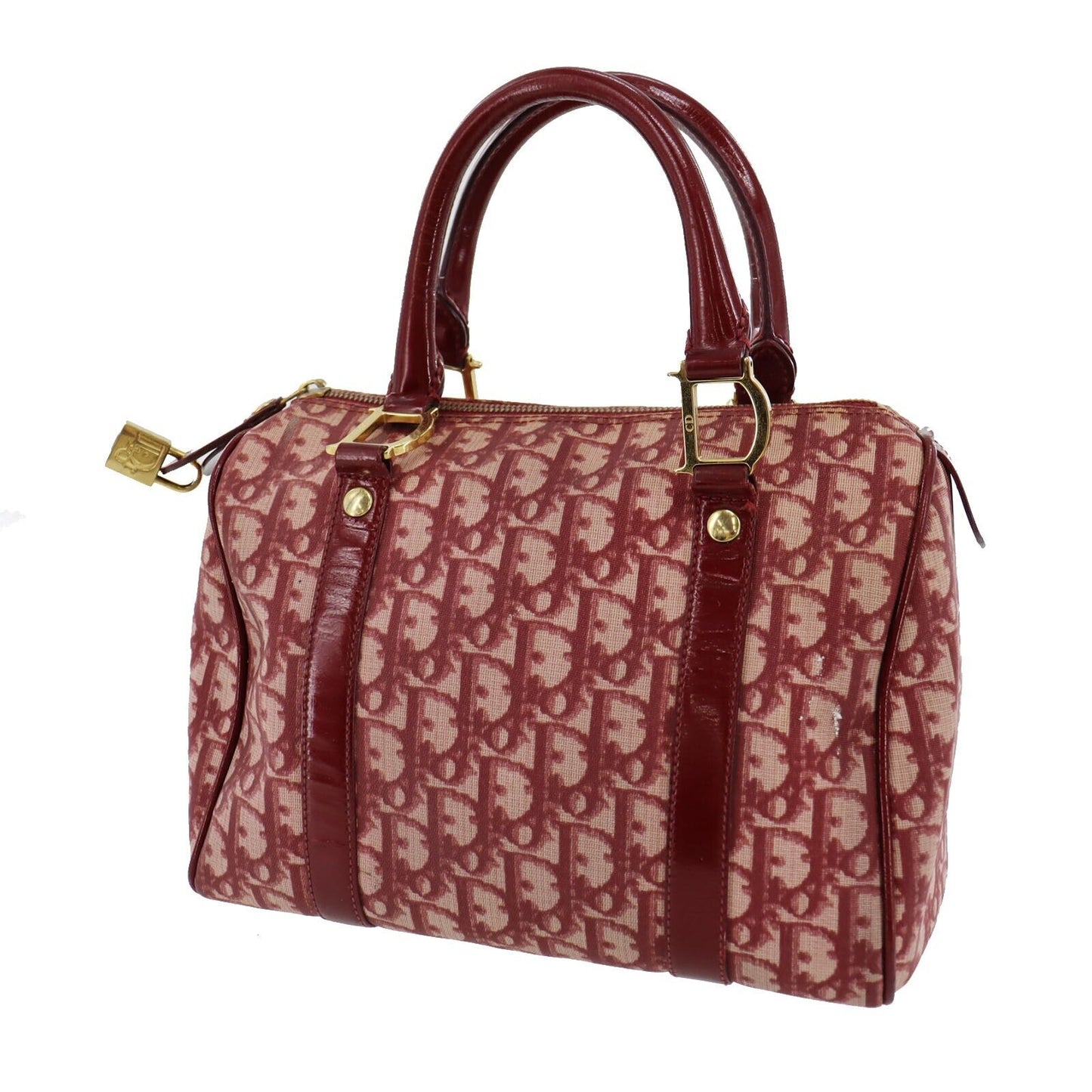 Christian Dior Trotter Boston Handbag Bordeaux PVC #AH468