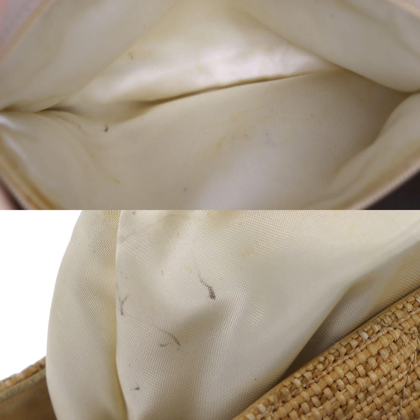 CHANEL Straw Shoulder Bag Crossbody Beige Made around 1992 #AH362