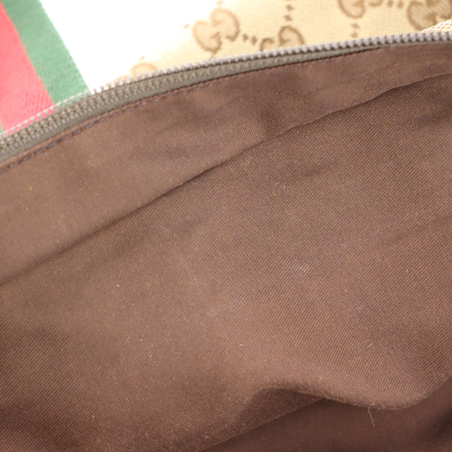 GUCCI Original GG Web Stripe Tote Handbag Brown Canvas #BT459