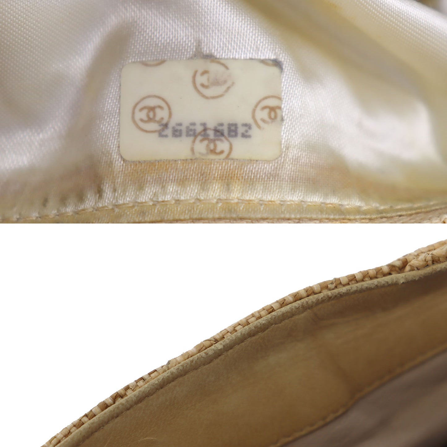 CHANEL Straw Shoulder Bag Crossbody Beige Made around 1992 #AH362