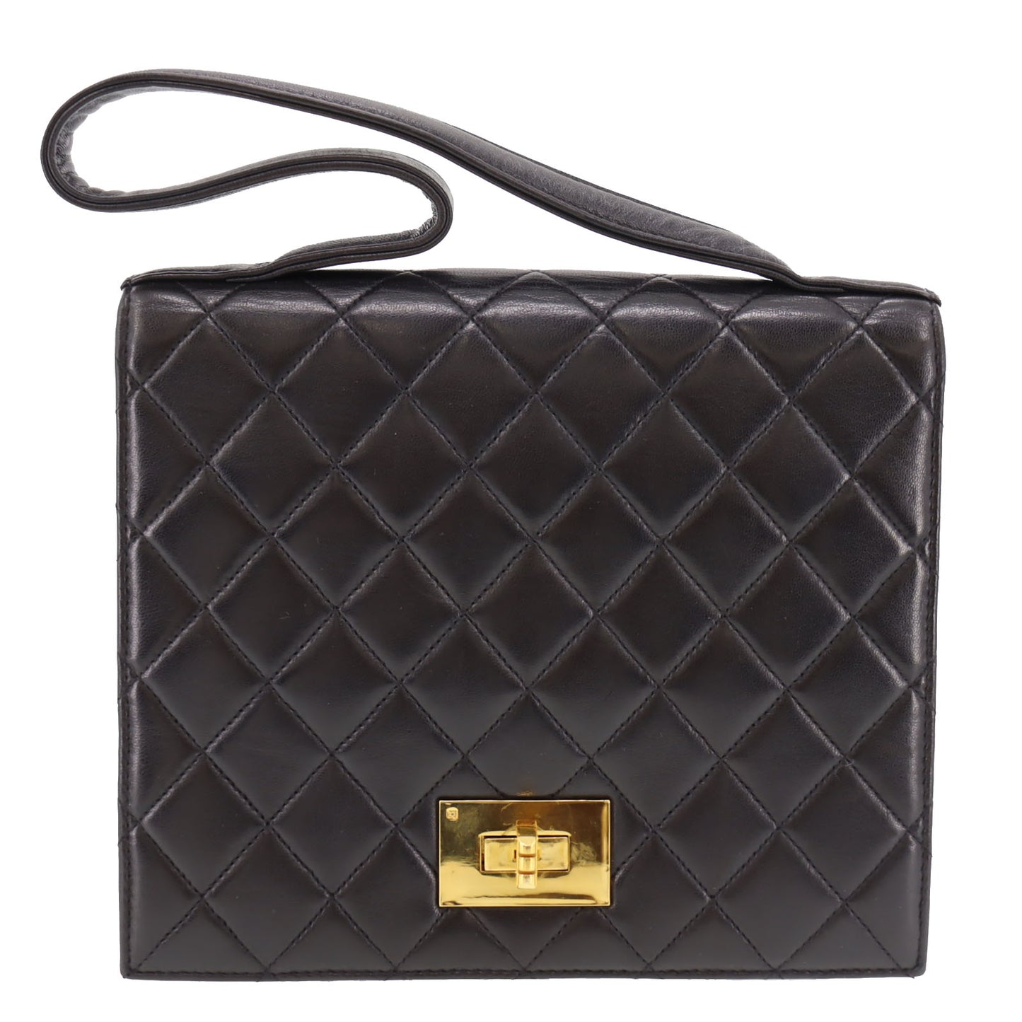 CHANEL HandBag Black Lambskin Leather #BS33
