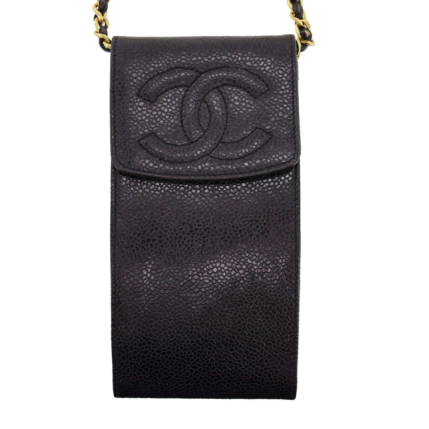 CHANEL Shoulder Pouch Bag Caviar Skin Leather #AH602