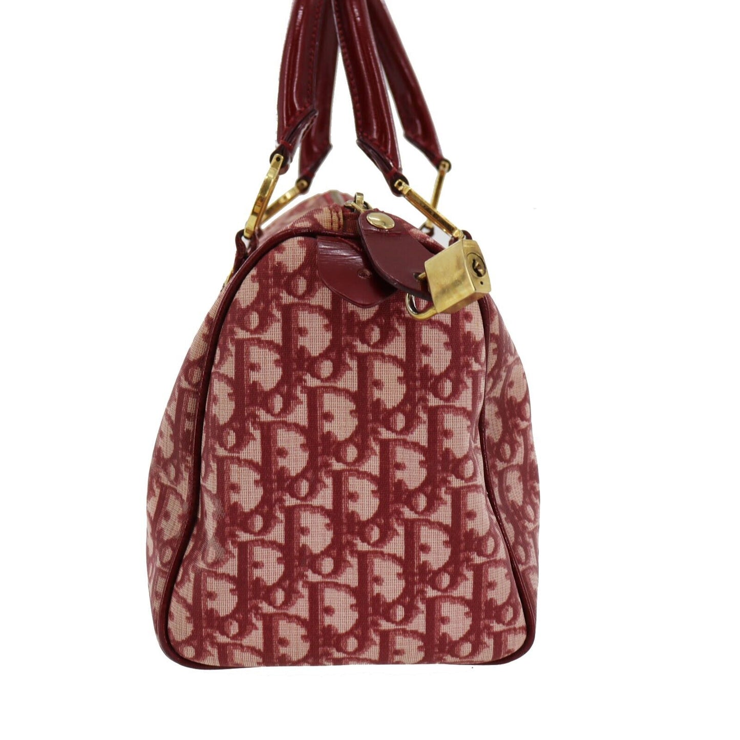 Christian Dior Trotter Boston Handbag Bordeaux PVC #AH468