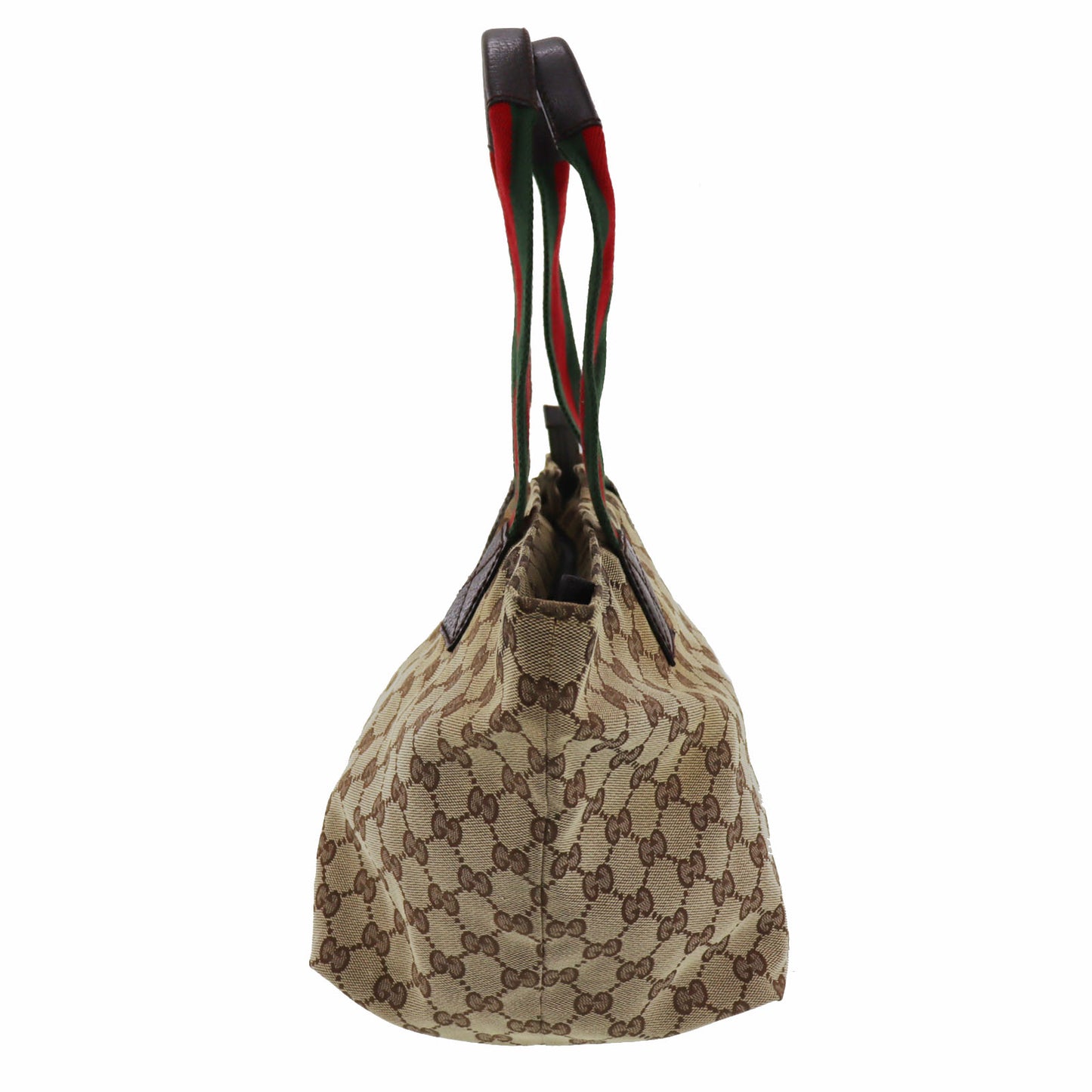 GUCCI Original GG Web Stripe Tote Handbag Brown Canvas #BT459