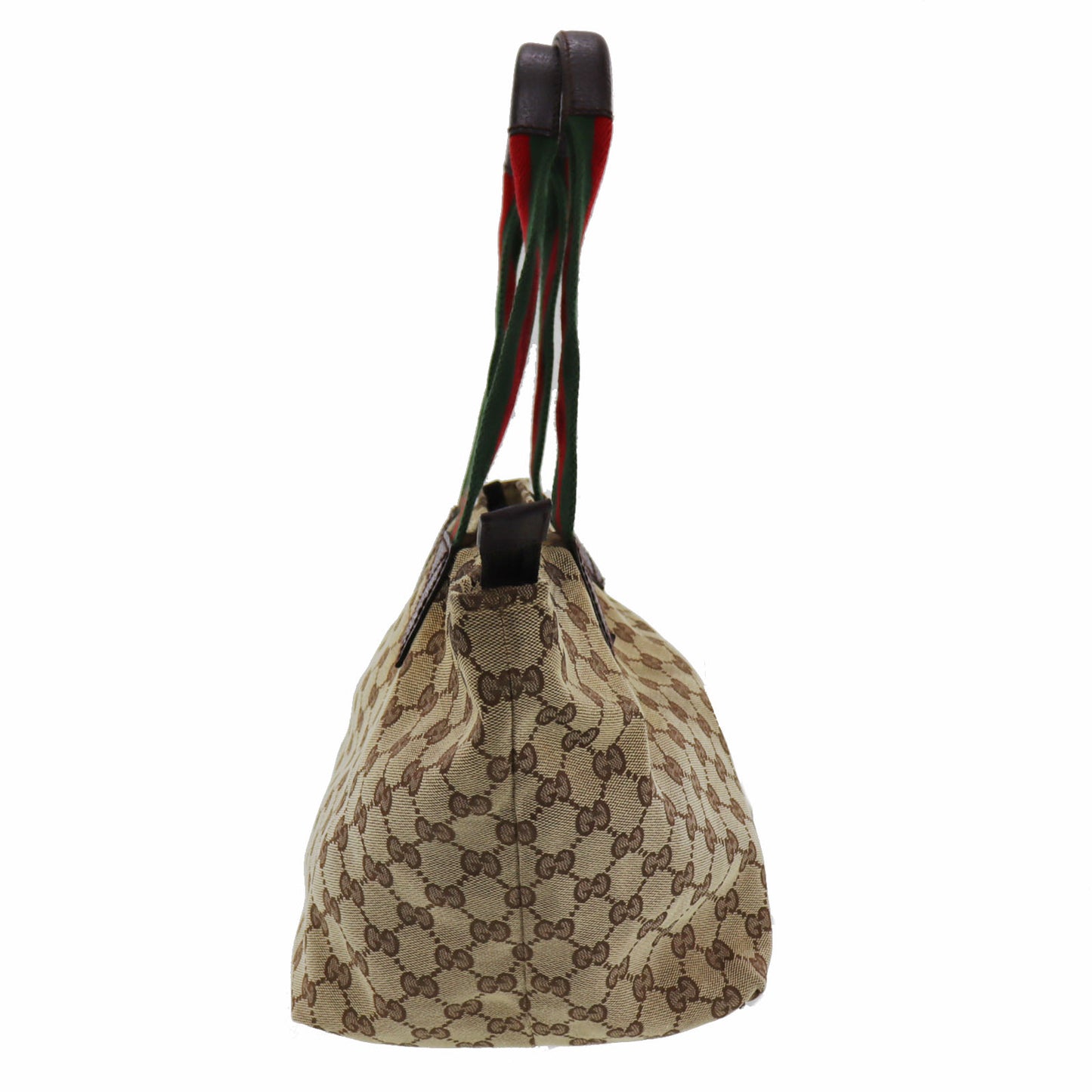 GUCCI Original GG Web Stripe Tote Handbag Brown Canvas #BT459