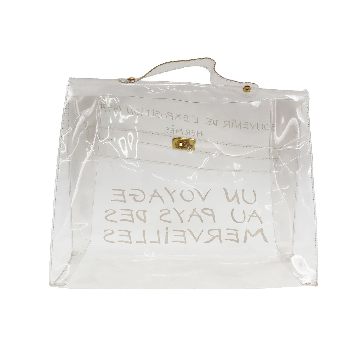 HERMES Vinyl Kelly 40 Handbag Clear L'exposition 1997 #AG101