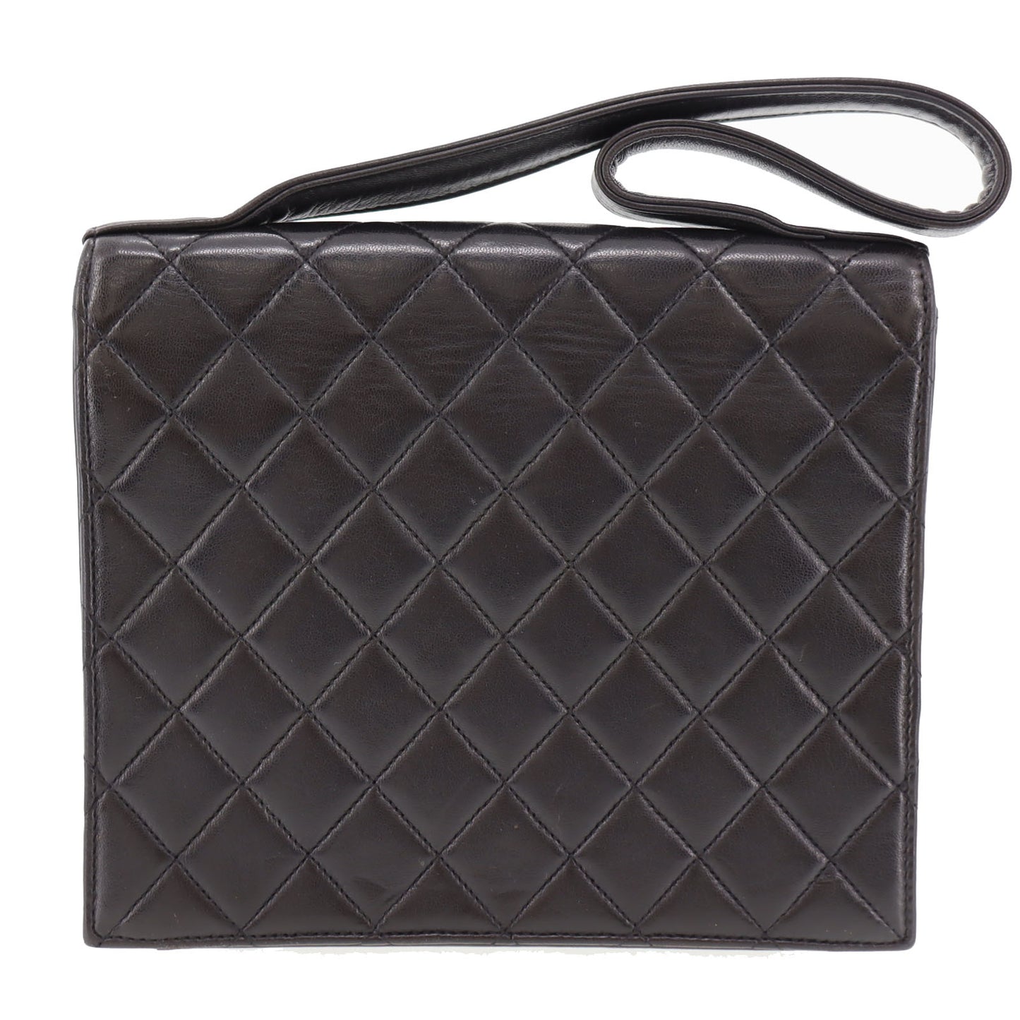 CHANEL HandBag Black Lambskin Leather #BS33