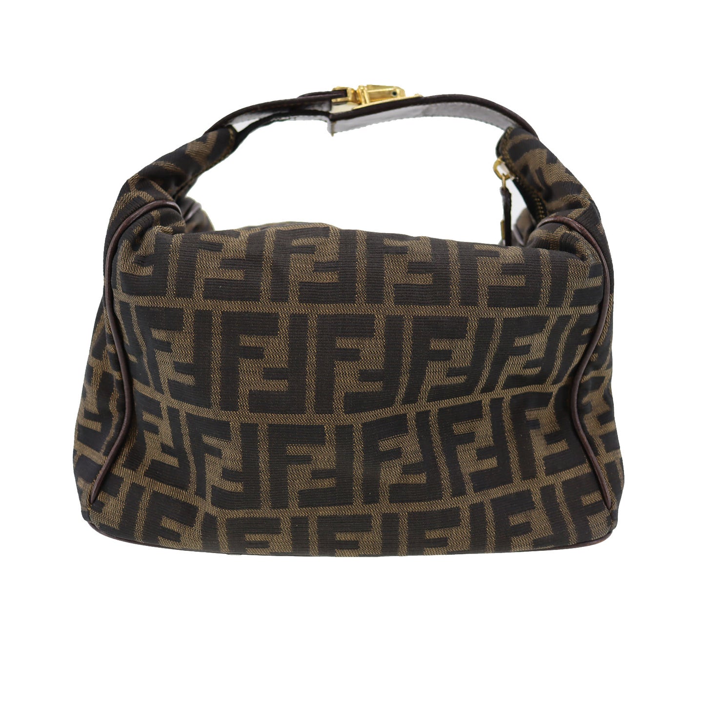 FENDI Zucca Handbag Brown Canvas Nylon #AG817