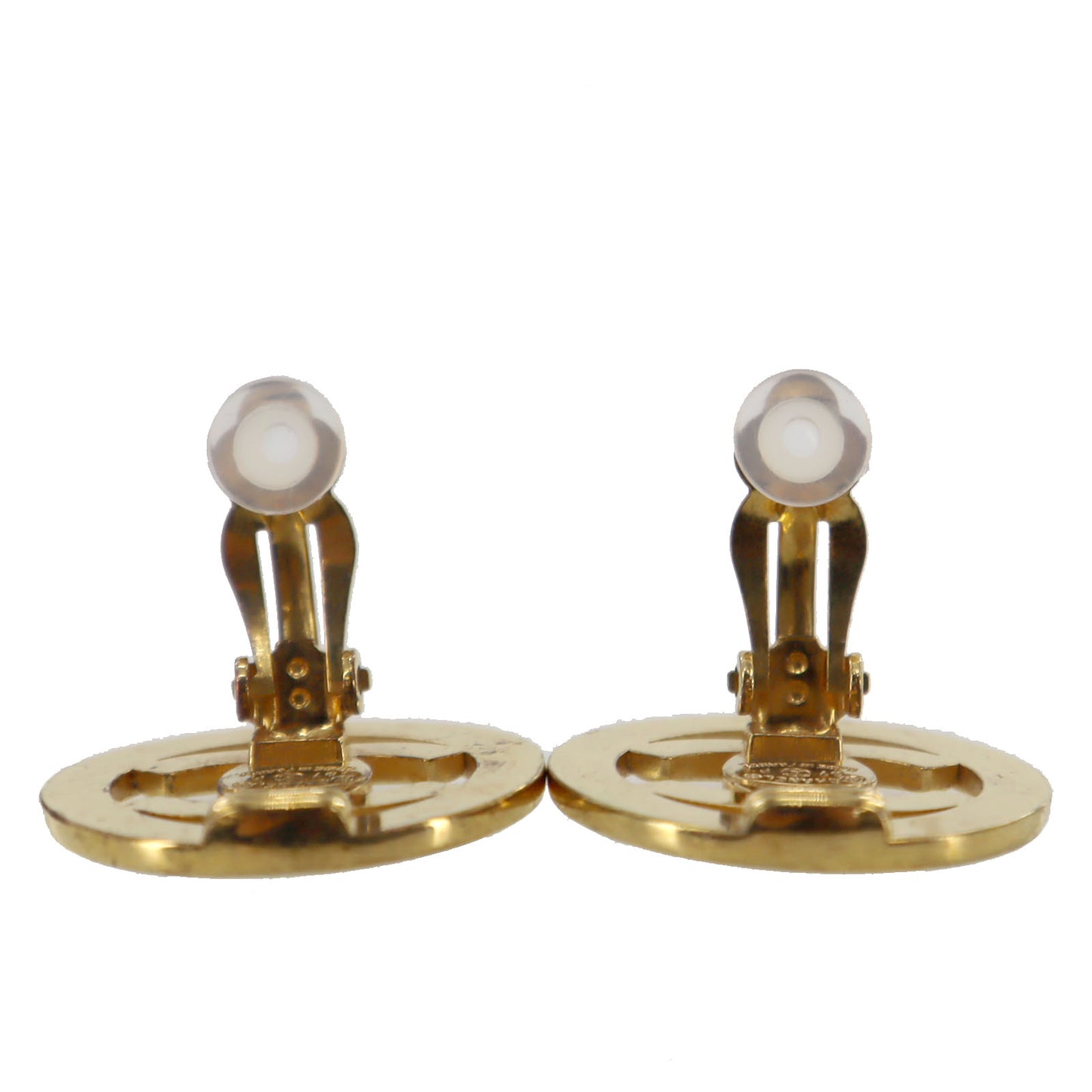CHANEL CC Logos Earrings Gold Clip-On 97P #AG858