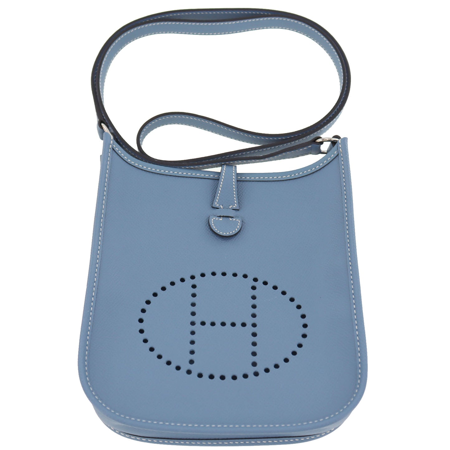 HERMES Evelyn TPM Shoulder Bag Epsom Leather Blue #BK562