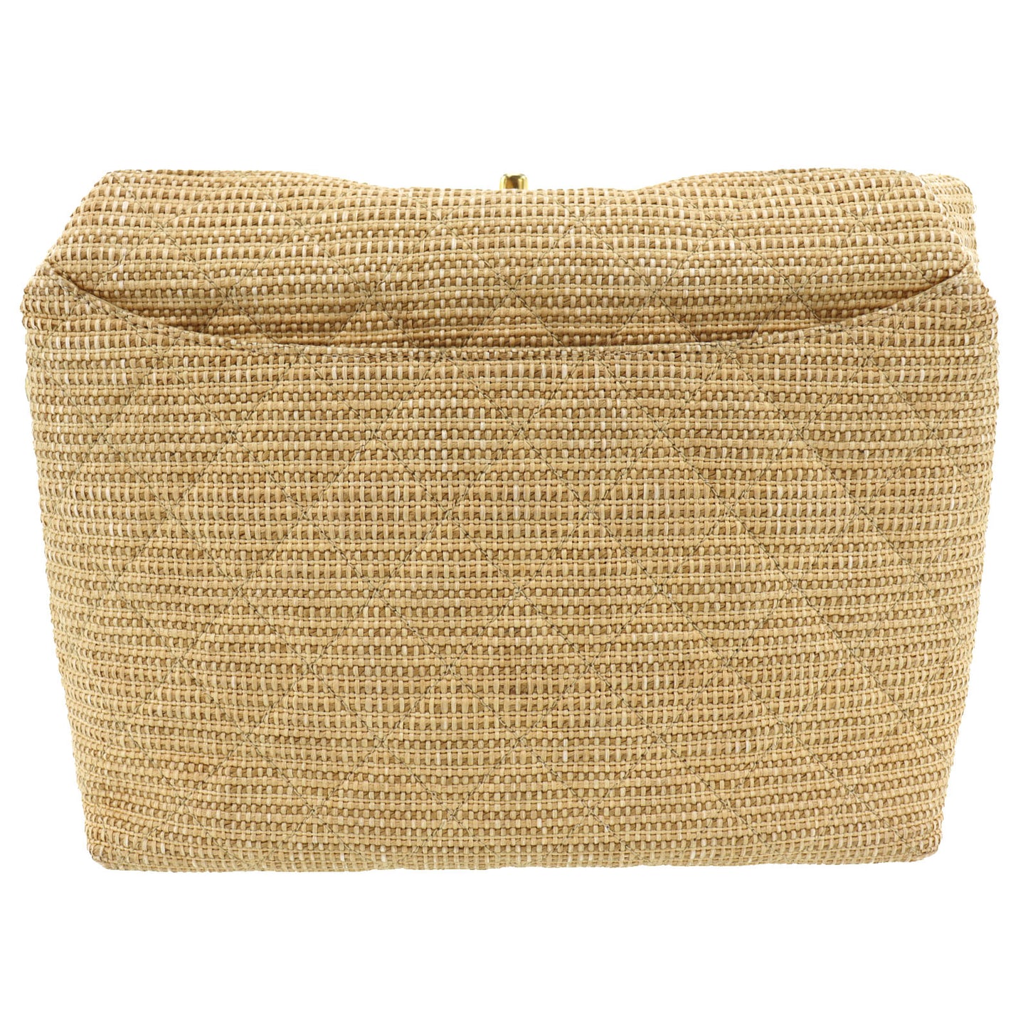 CHANEL Straw Shoulder Bag Crossbody Beige Made around 1992 #AH362
