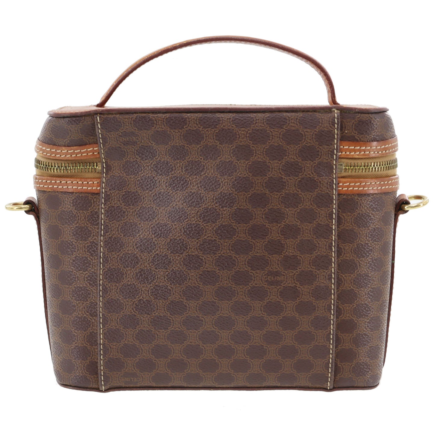 CELINE Macadam Pattern Shoulder HandBag Brown PVC Leather #AH220
