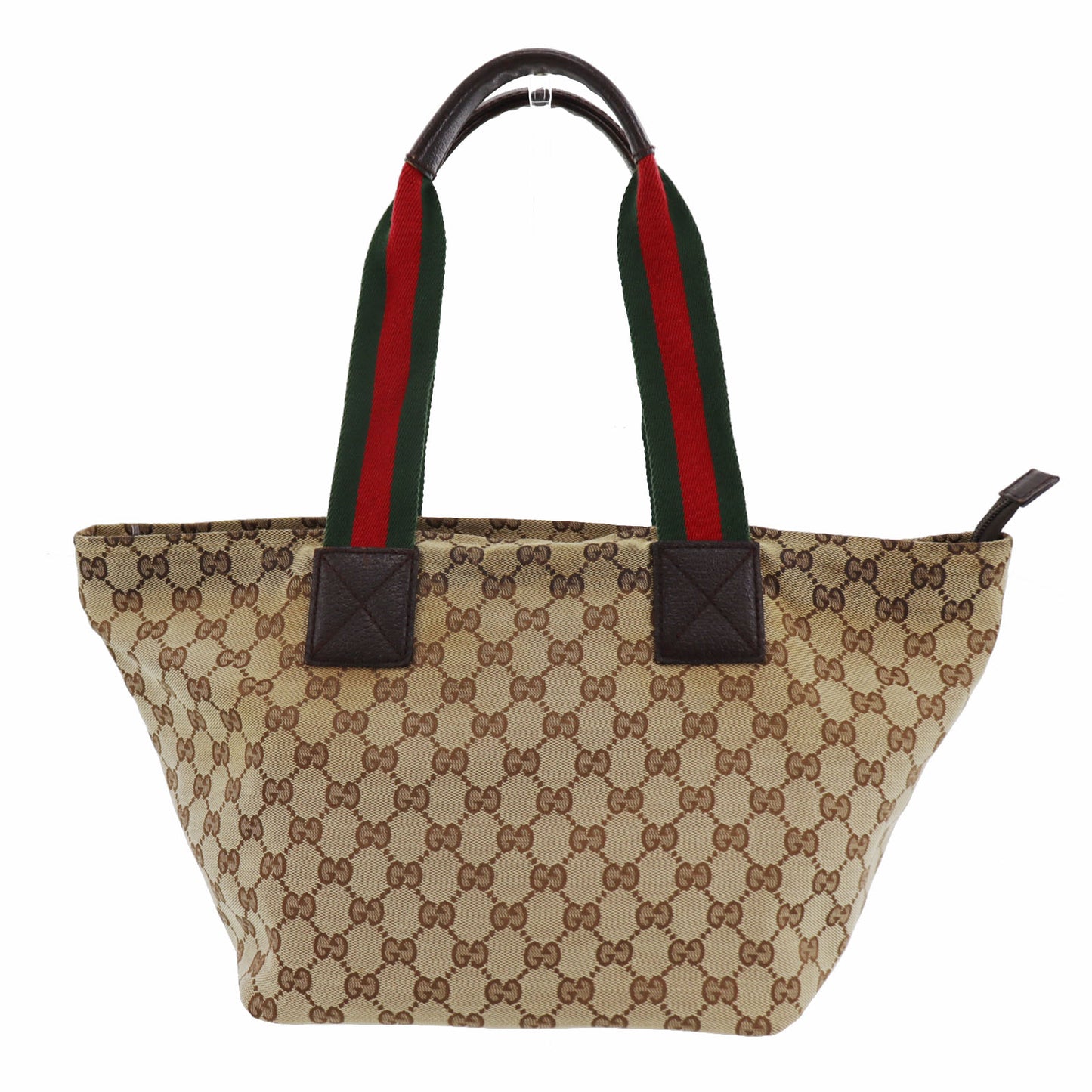 GUCCI Original GG Web Stripe Tote Handbag Brown Canvas #BT459