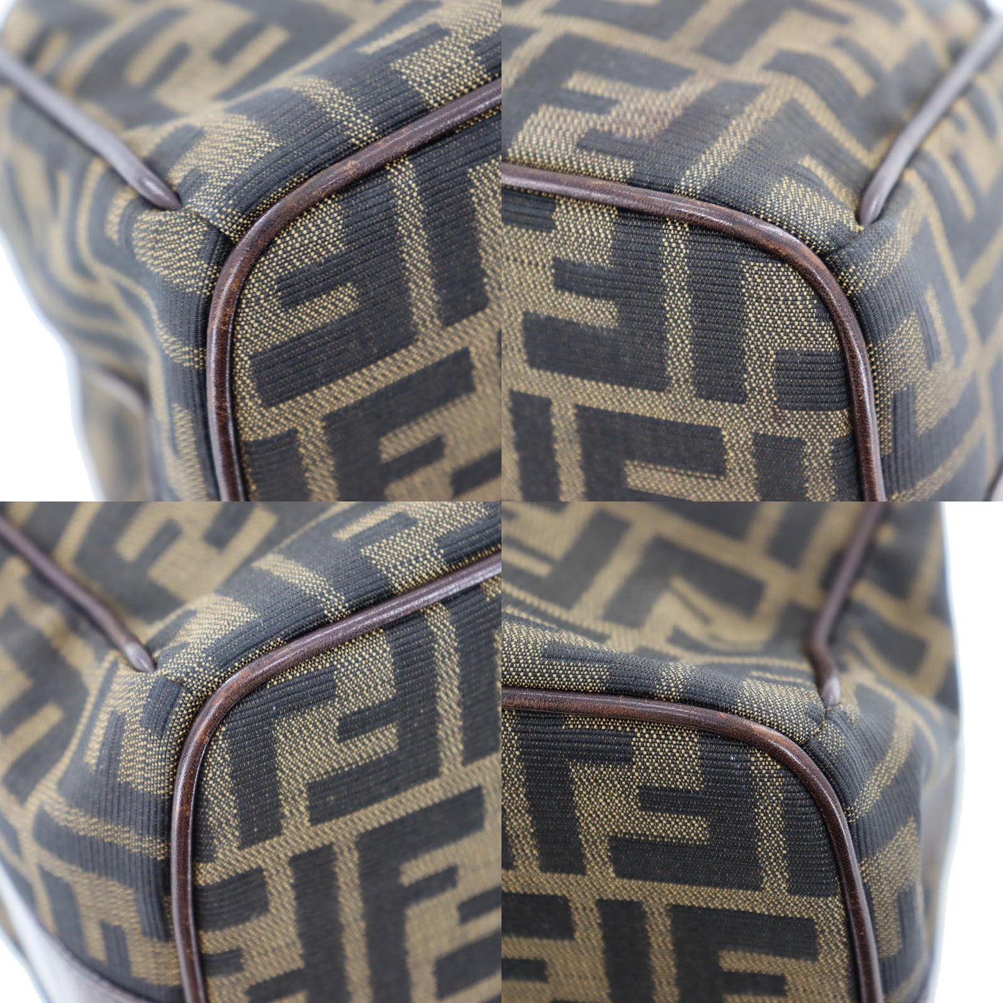 FENDI Zucca Handbag Brown Canvas Nylon #AG817