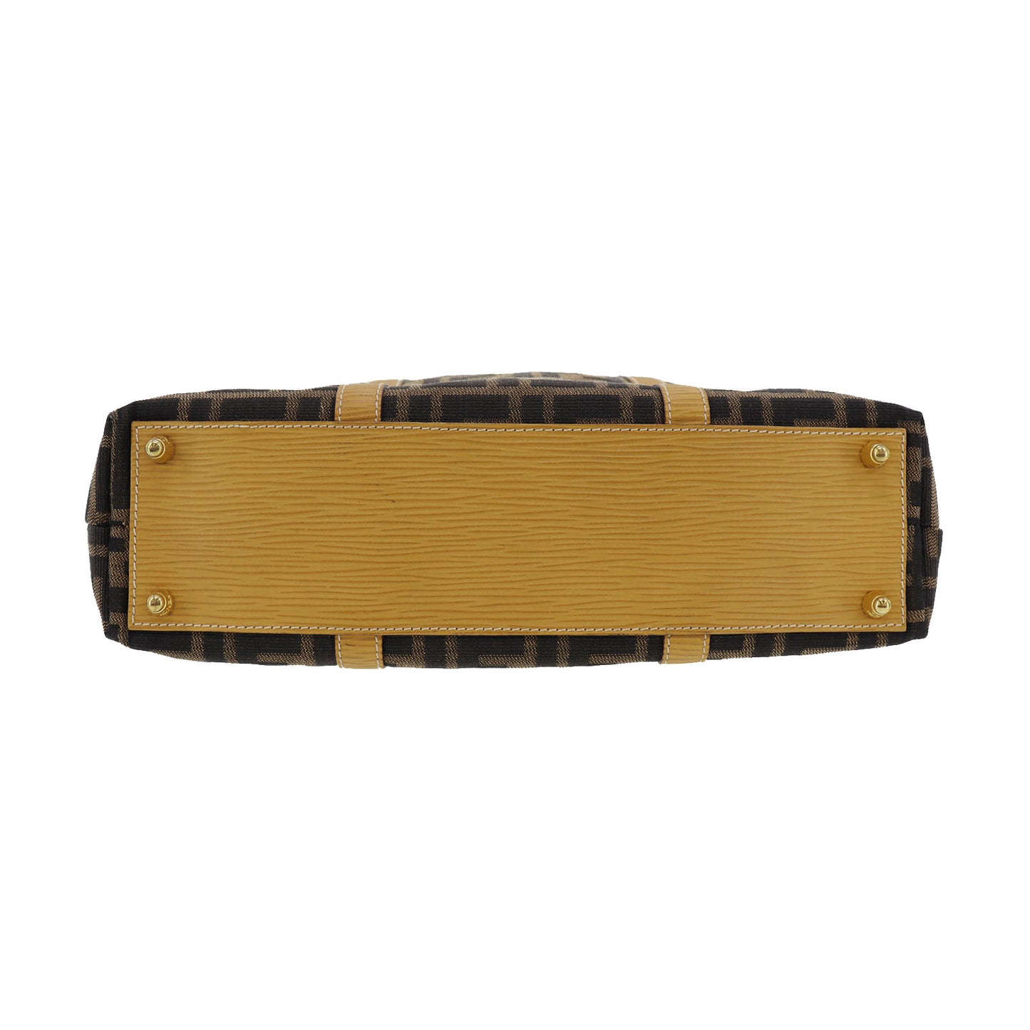 FENDI Zucca Handbag Tote Brown Black Nylon Canvas #AG933