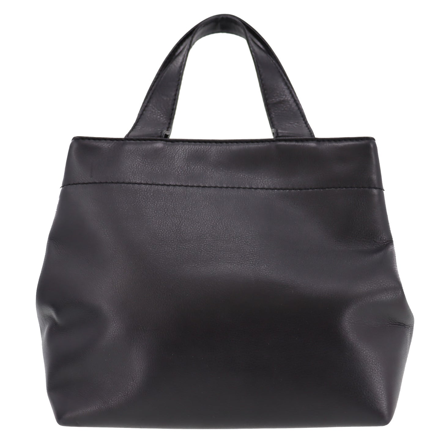 CHANEL CC Logo HandBag Black Leather #AH72