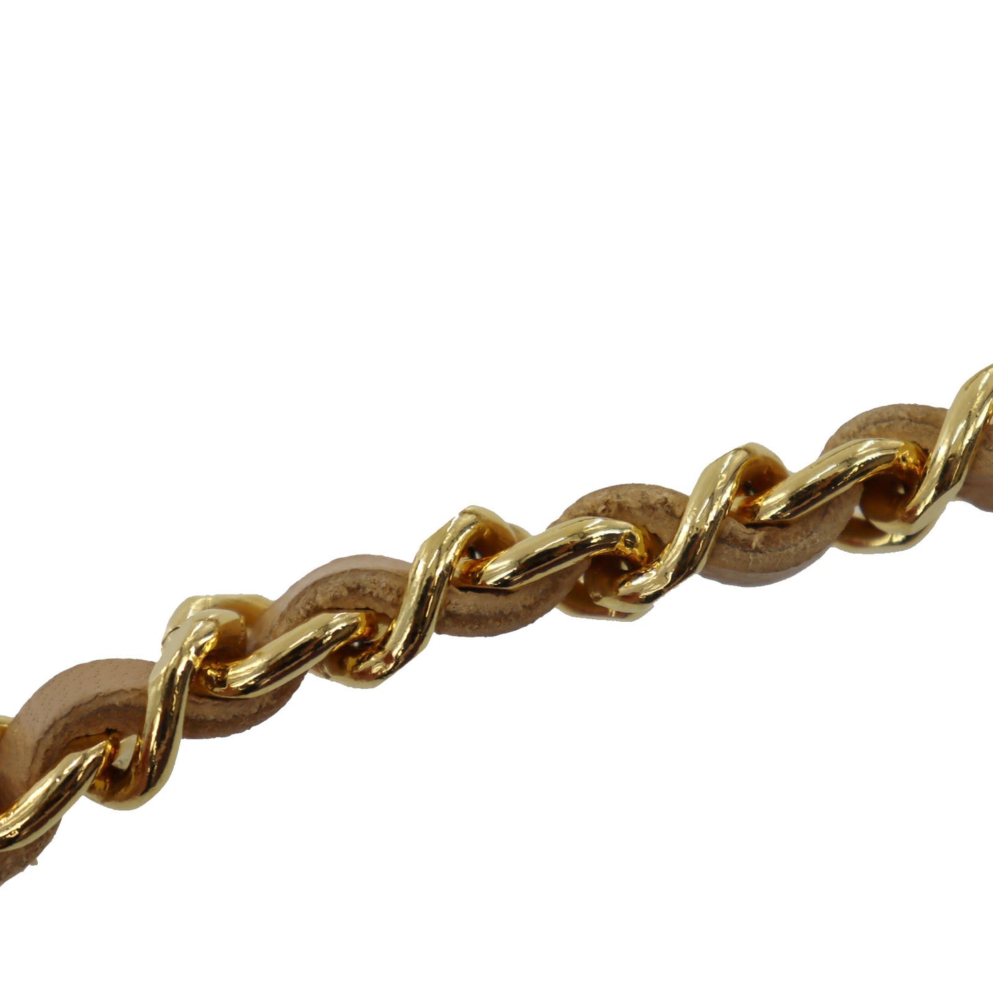 CHANEL CC Logo Chain Belt Gold Beige 1982 #BS616