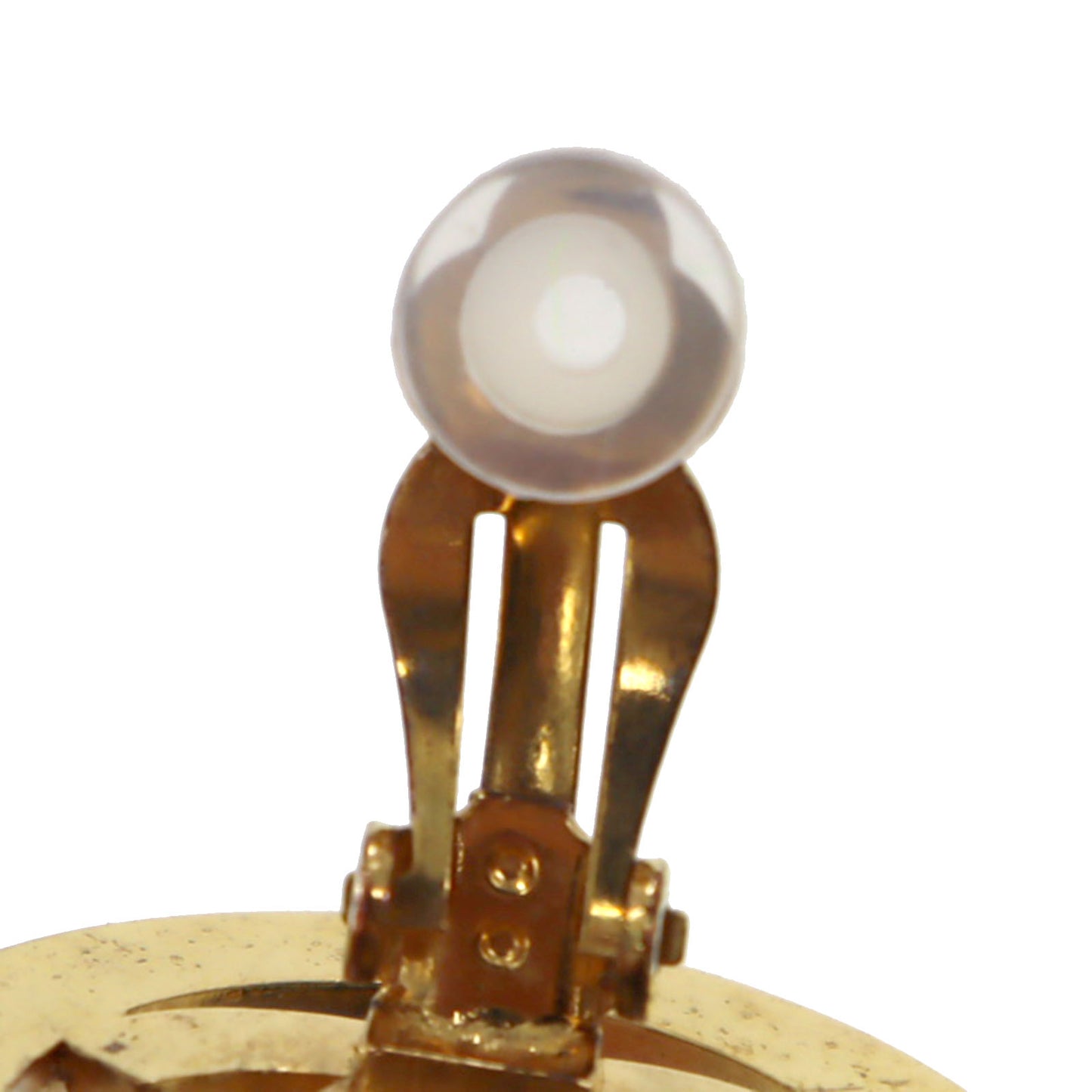 CHANEL CC Logos Earrings Gold Clip-On 97P #AG858